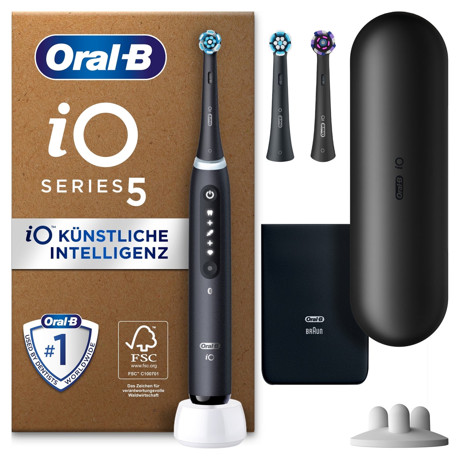 Oral-B iO Series 5 Plus Edition Elektrische Zahnbürste, Reiseetui, recycelbare Verpackung, Matt Black