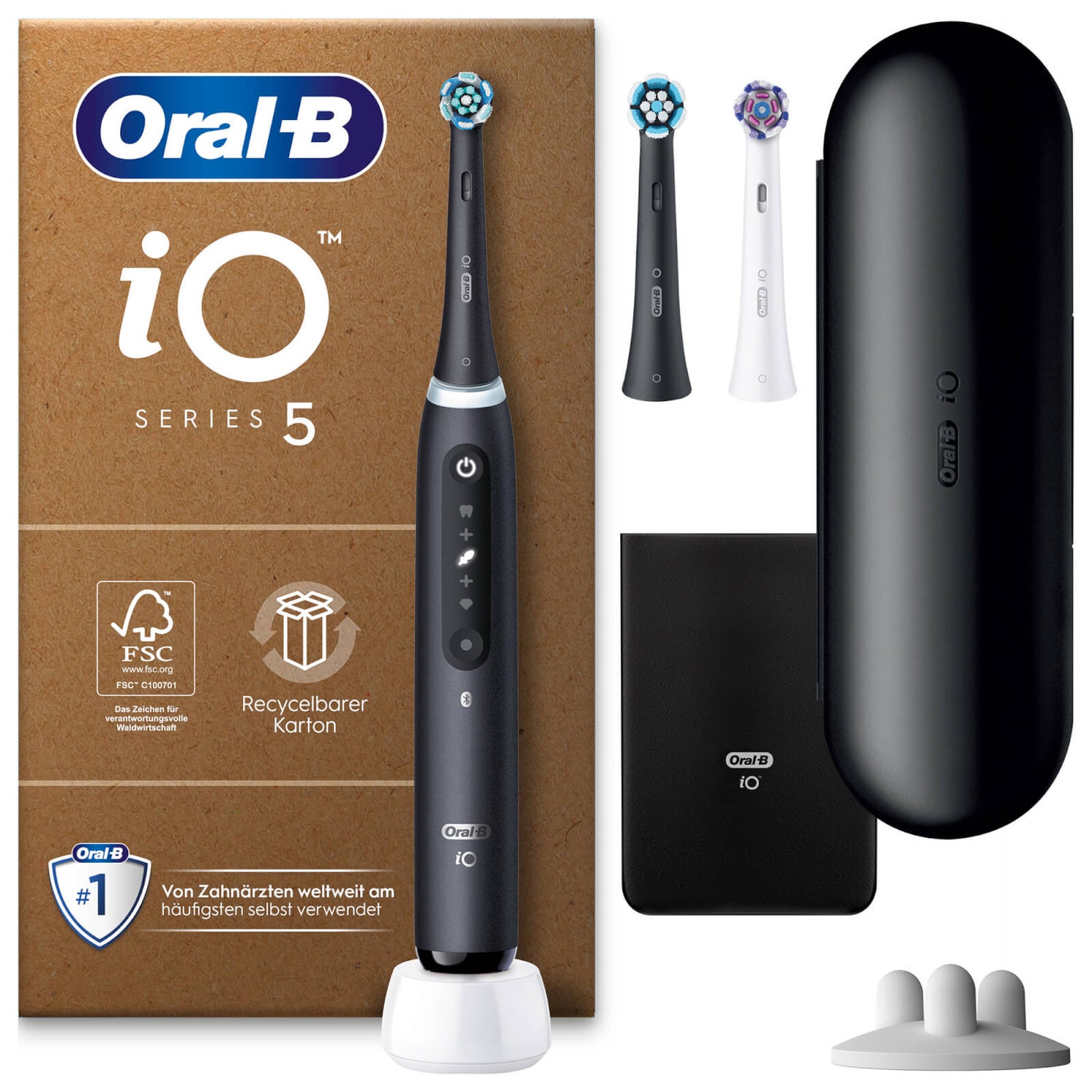 Oral-B iO Series 5 Plus Edition Elektrische Zahnbürste, Reiseetui, recycelbare Verpackung, Matt Black