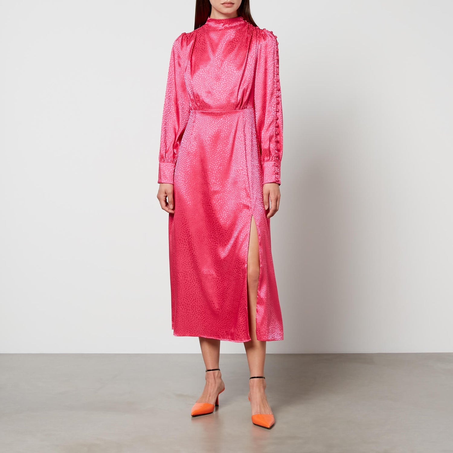 Olivia Rubin Arabella Satin-Jacquard Midi Dress
