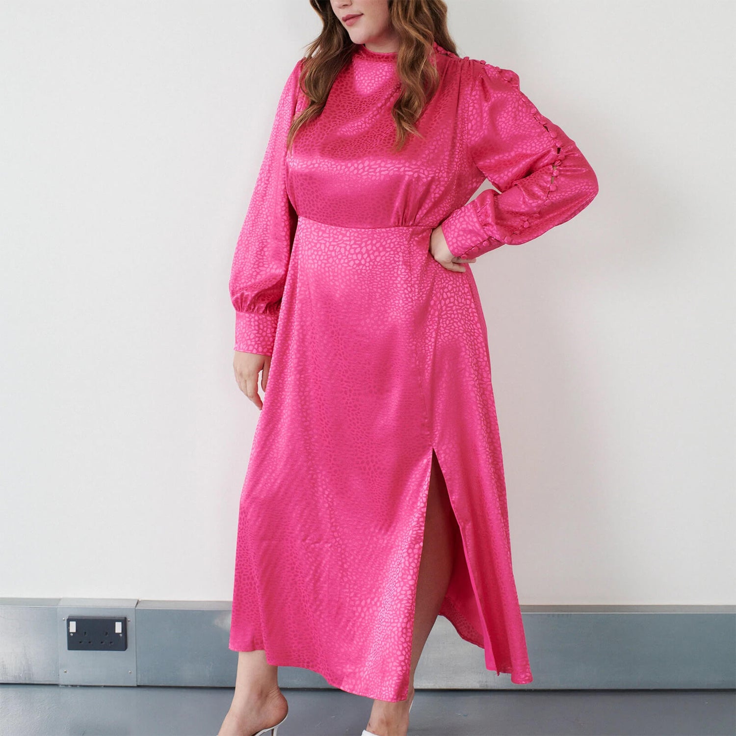 Olivia Rubin Arabella Satin-Jacquard Midi Dress 