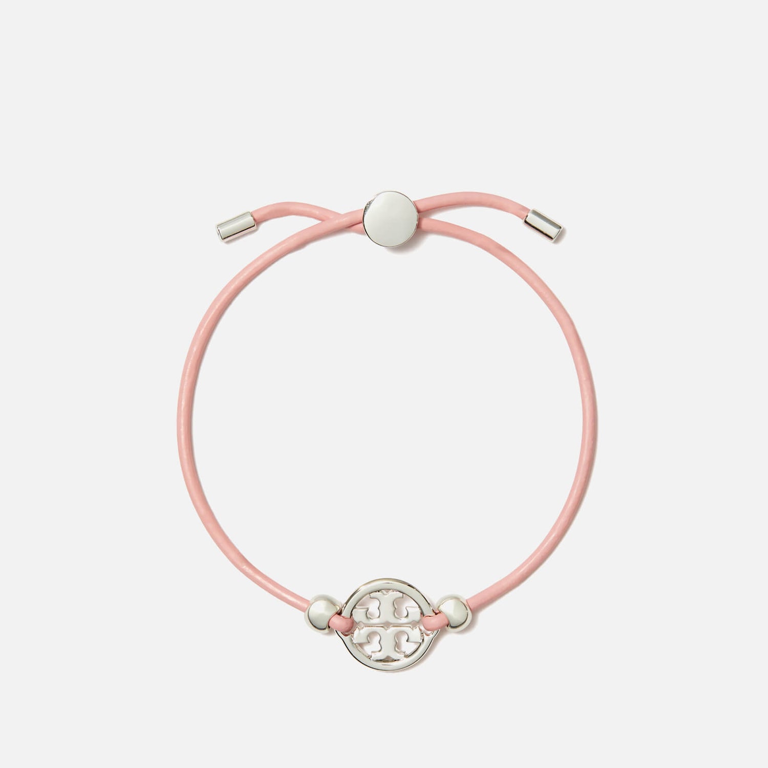 Tory Burch Miller Silver-Tone, Leather and Crystal Slider Bracelet