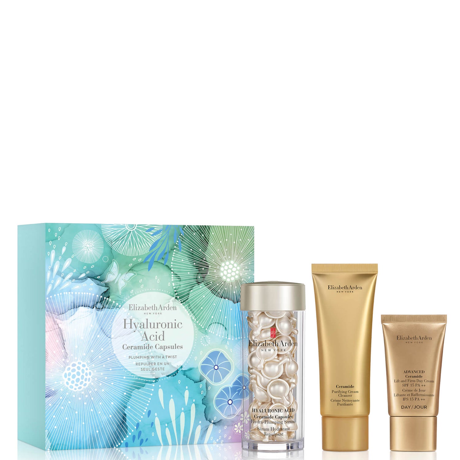 Elizabeth Arden Plumping with a Twist Hyaluronic Acid Ceramide Capsules (60 Capsules) Gift Set