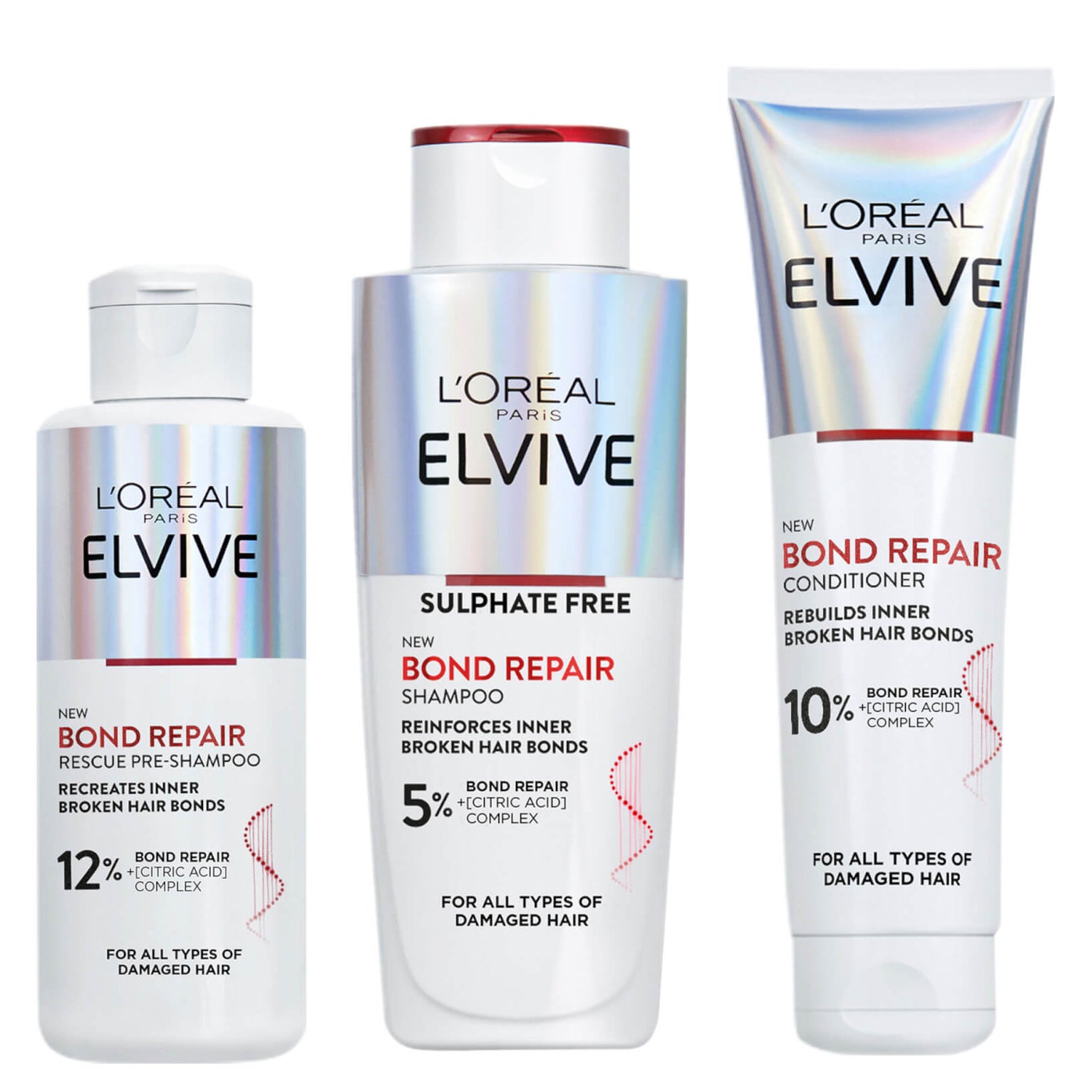 L’Oréal Paris Elvive Bond Repair 3 Step Routine Bundle For Damaged Hair