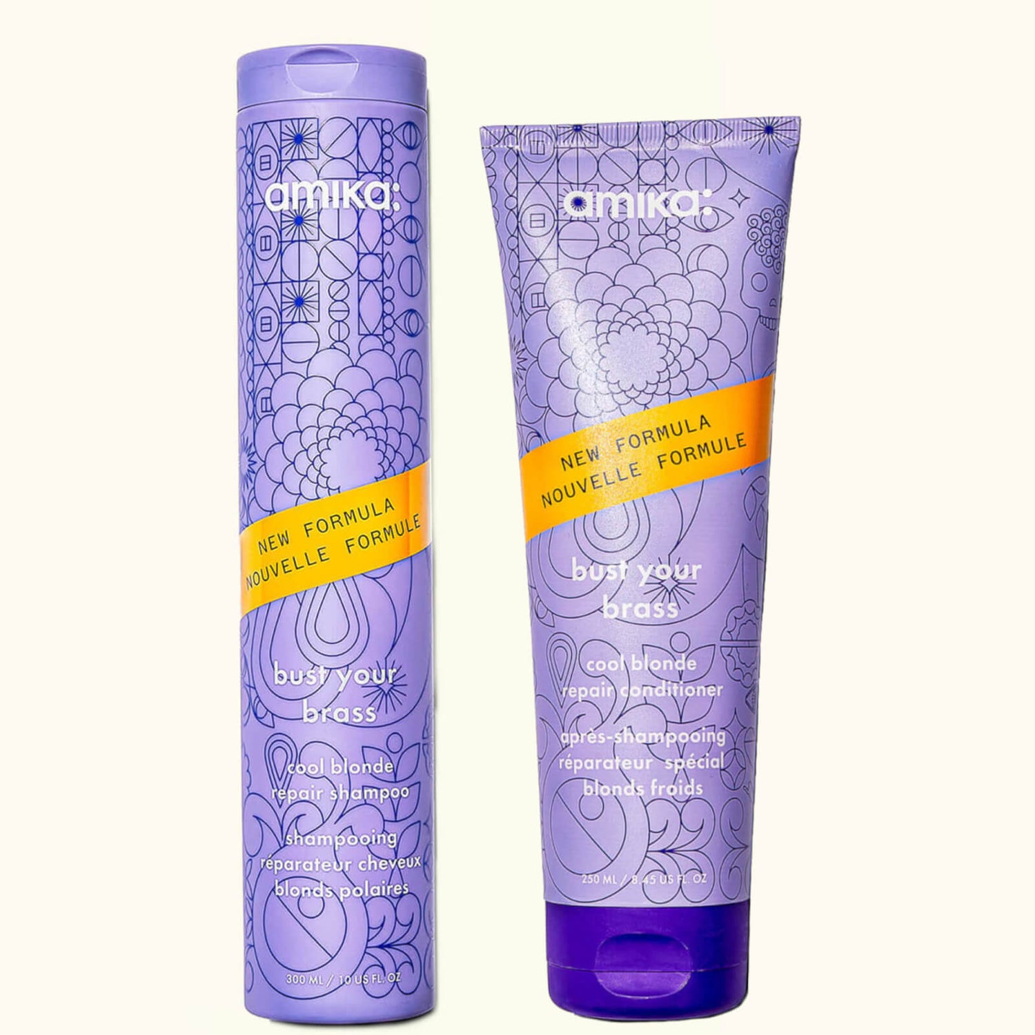 Amika Bust Your Brass Cool Blonde Repair Shampoo 300ml and Conditioner 250ml Bundle