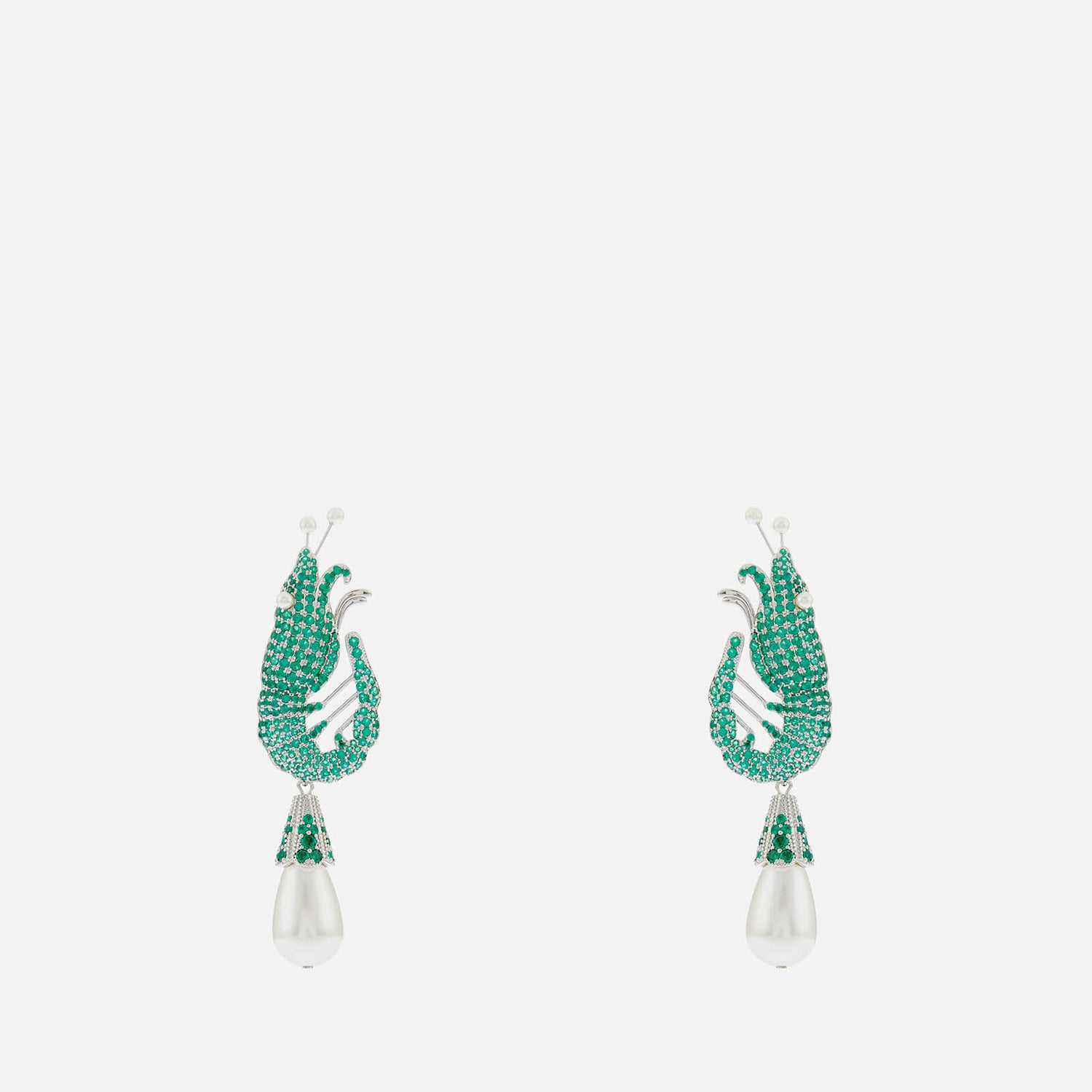 Shrimps Silver-Tone Crystal Clip-On Earrings
