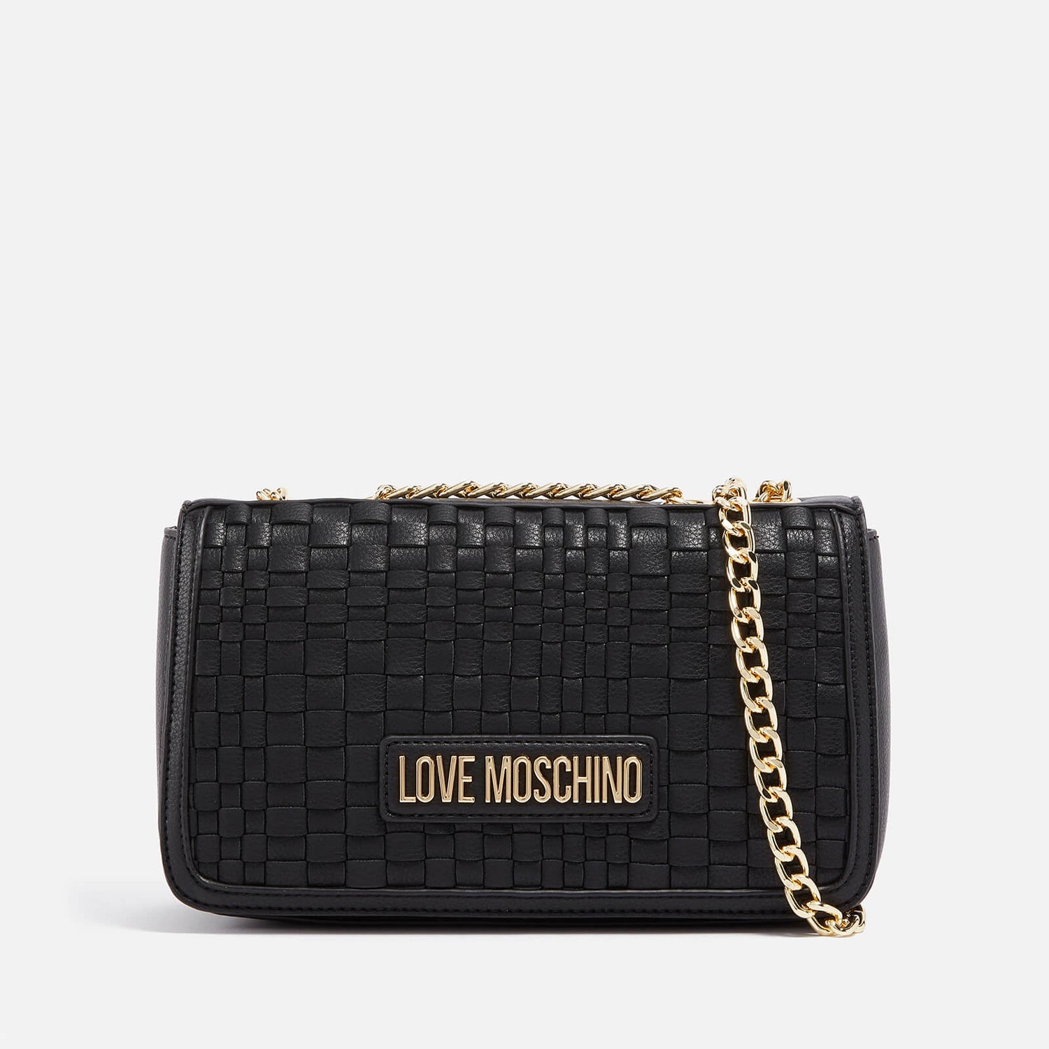 Love Moschino Woven Faux Leather Shoulder Bag