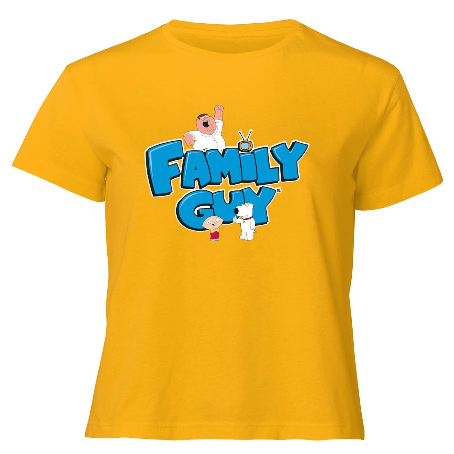 Family Guy Character Logo Women's Cropped T-Shirt - Mustard