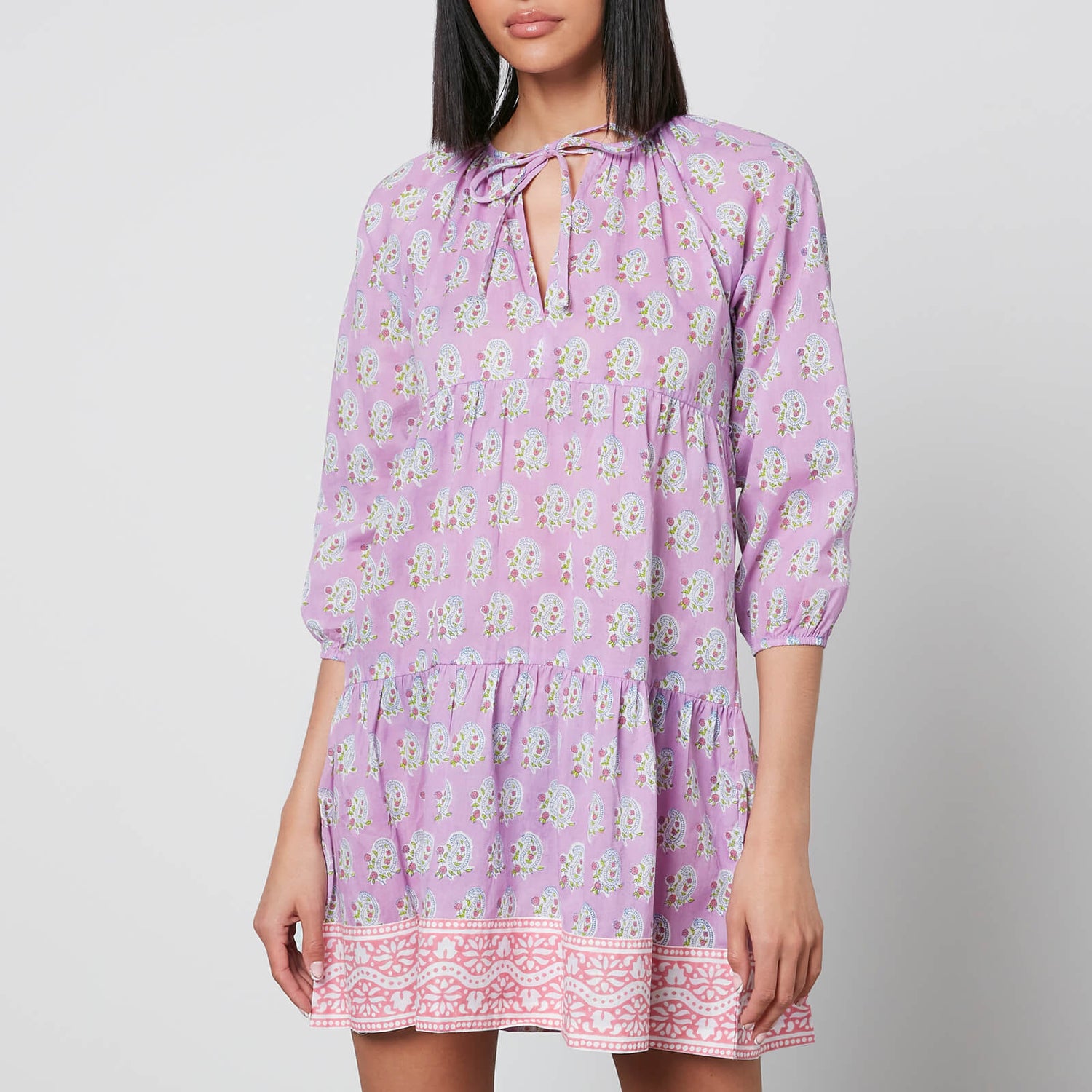 SZ Blockprints Paisley-Print Cotton-Gauze Dress