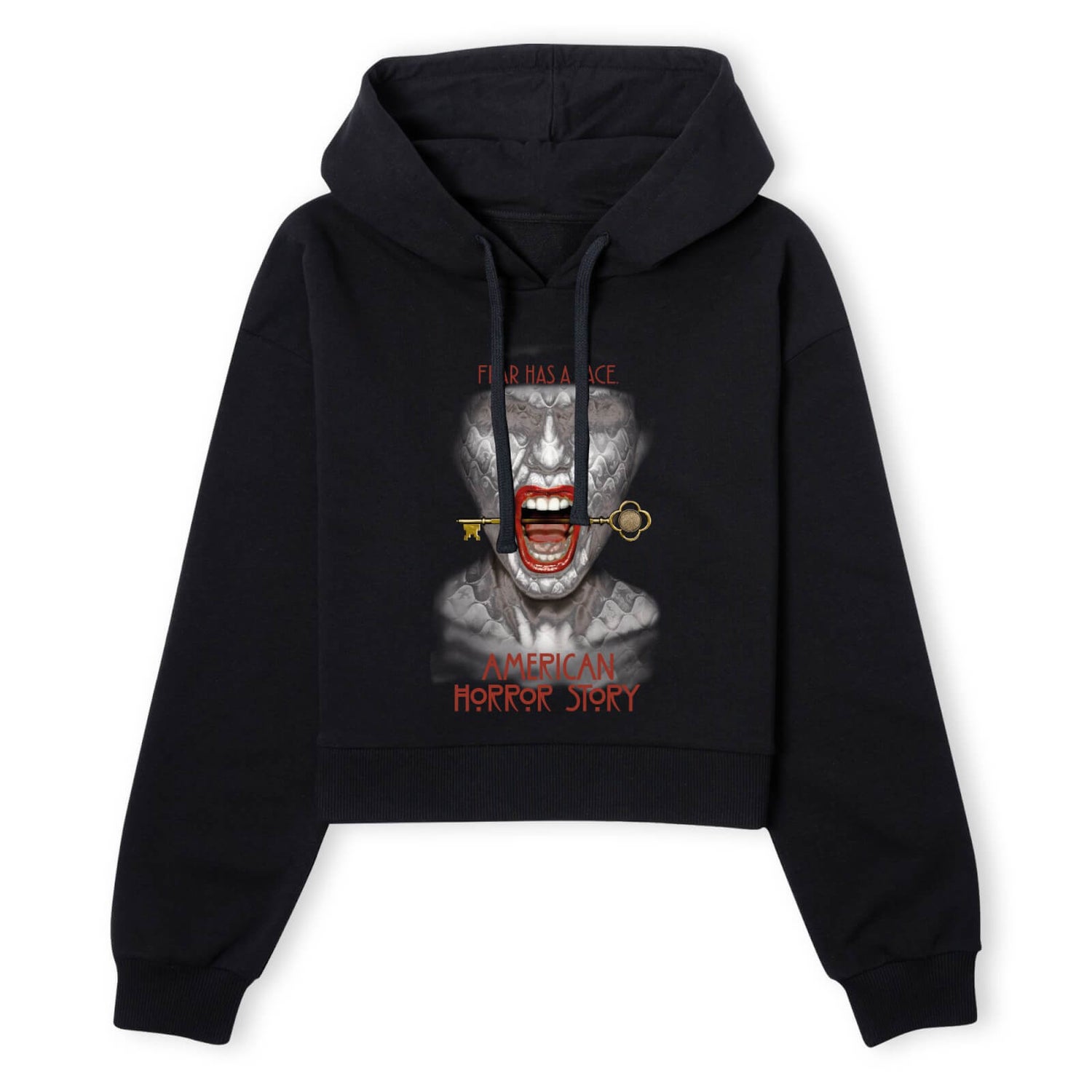 American Horror Story Fear Has A Face Women's Cropped Hoodie - Black