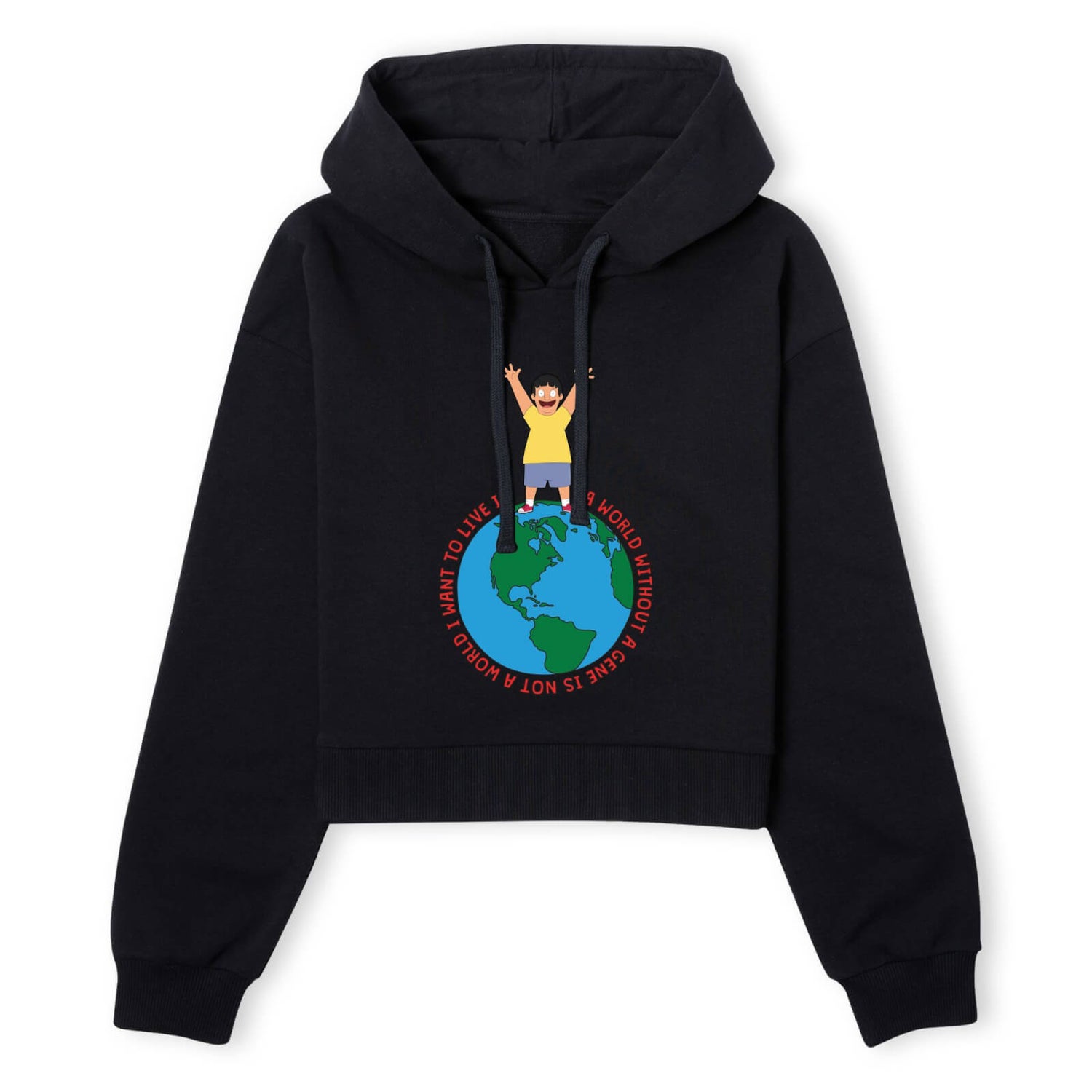 Bob&apos;s Burgers A World Without Women's Cropped Hoodie - Black