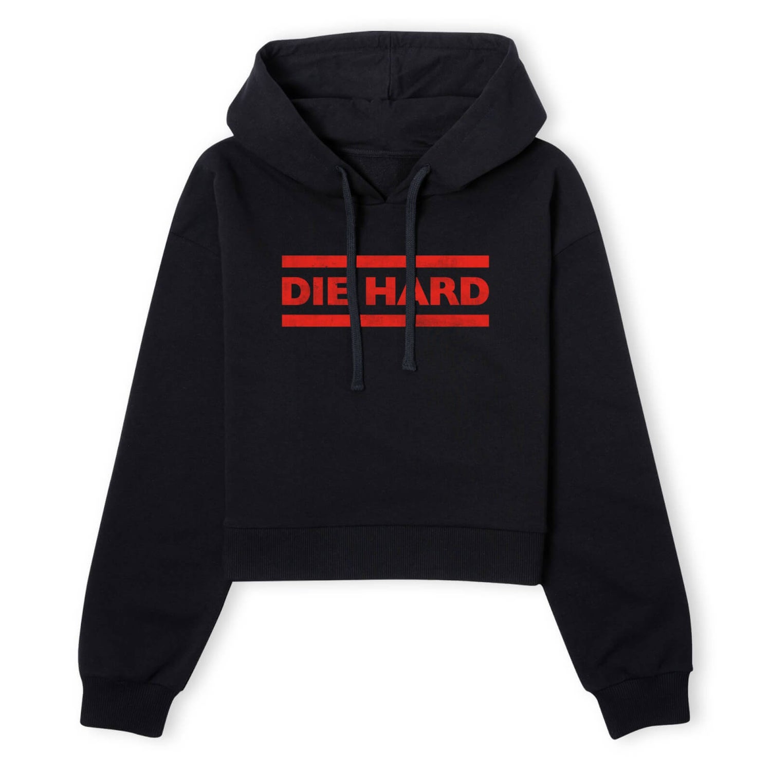 Die Hard Red Logo Women's Cropped Hoodie - Black