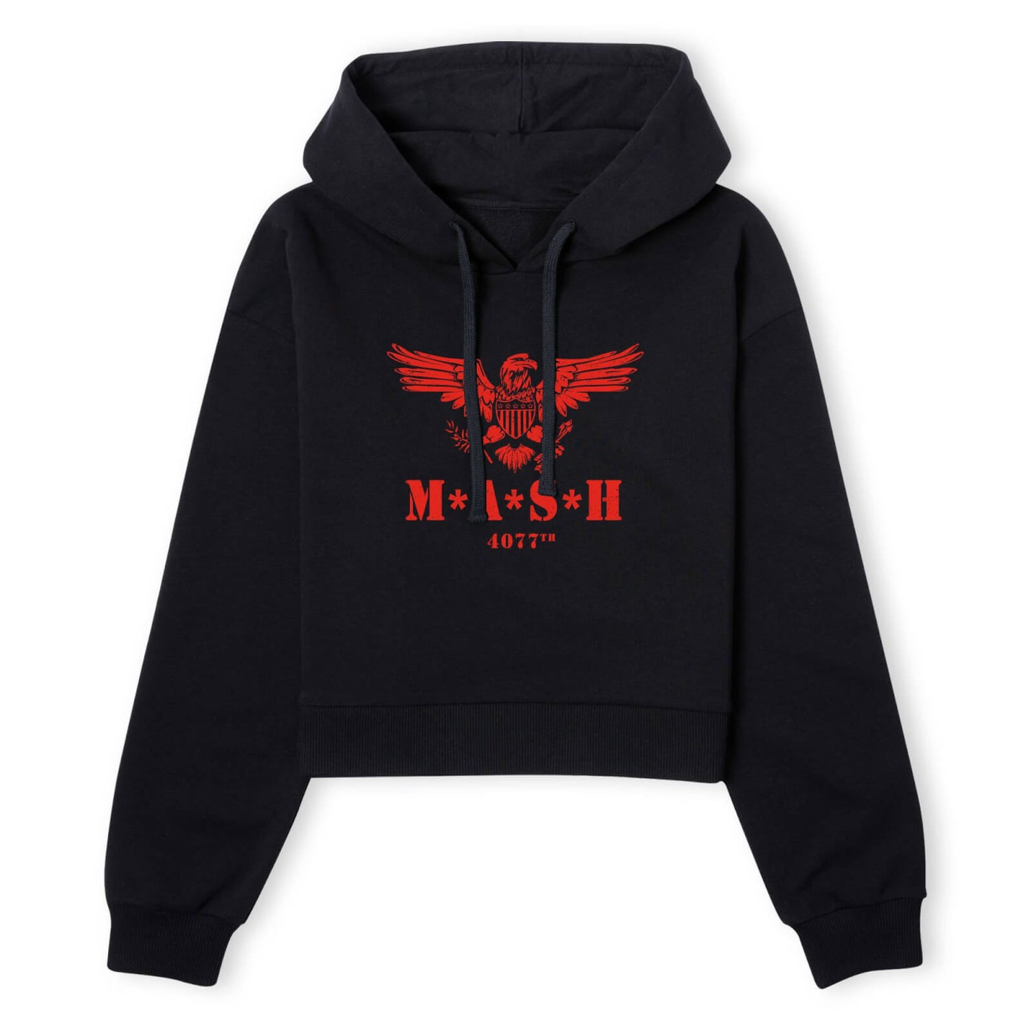 M*A*S*H Broken Eagle Logo Women's Cropped Hoodie - Black