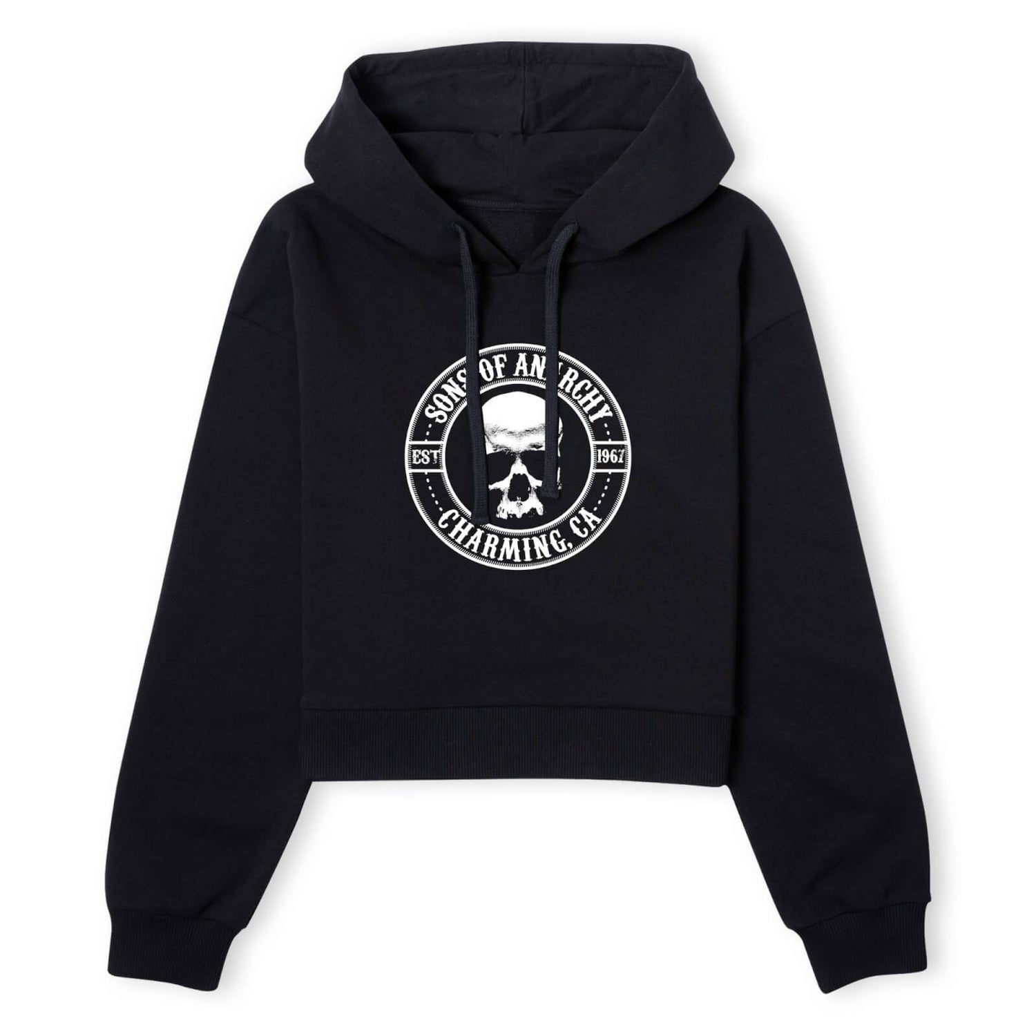 Sons of Anarchy Charming CA Women's Cropped Hoodie - Black
