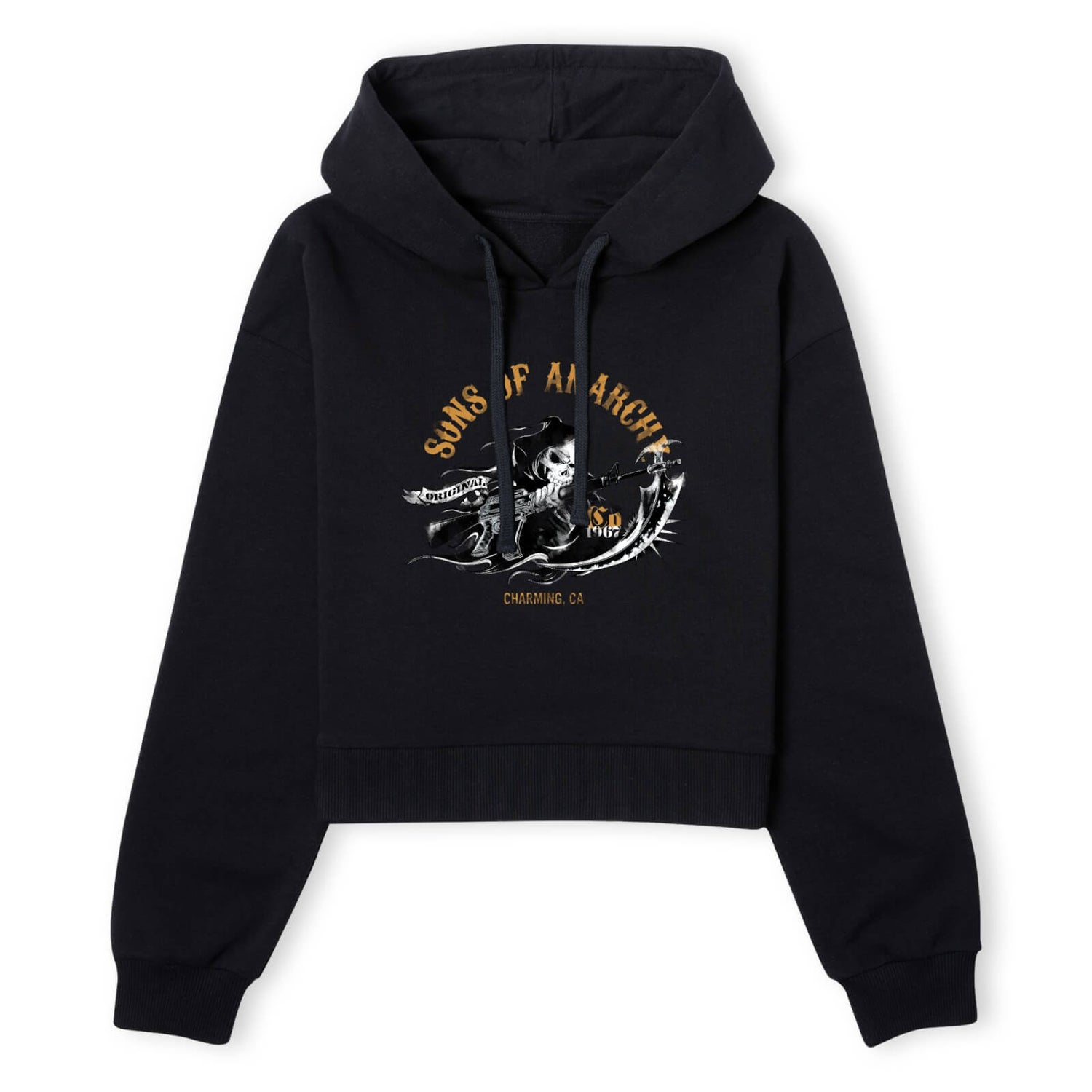 Sons of Anarchy Reaper Illustration Women's Cropped Hoodie - Black