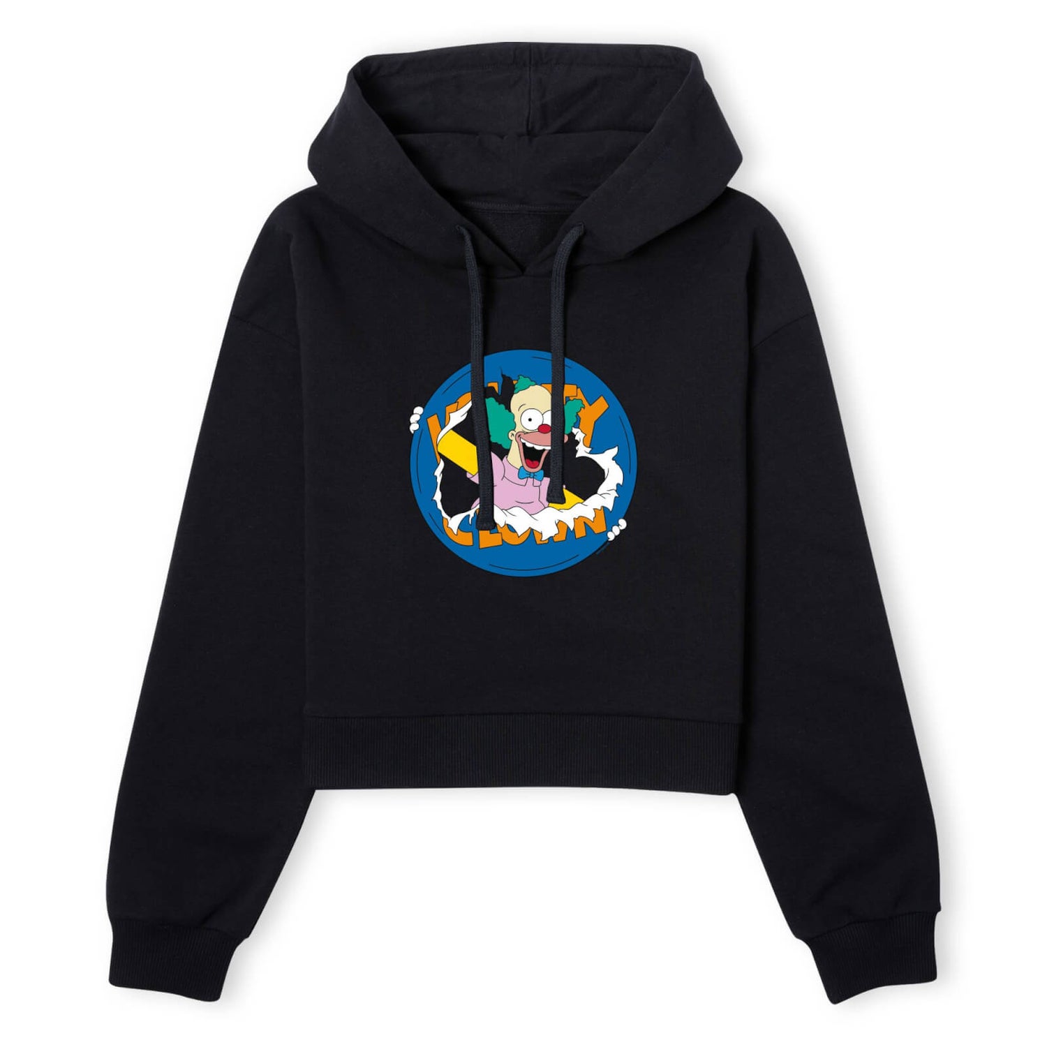 The Simpsons Krusty Ripped Circle Women's Cropped Hoodie - Black