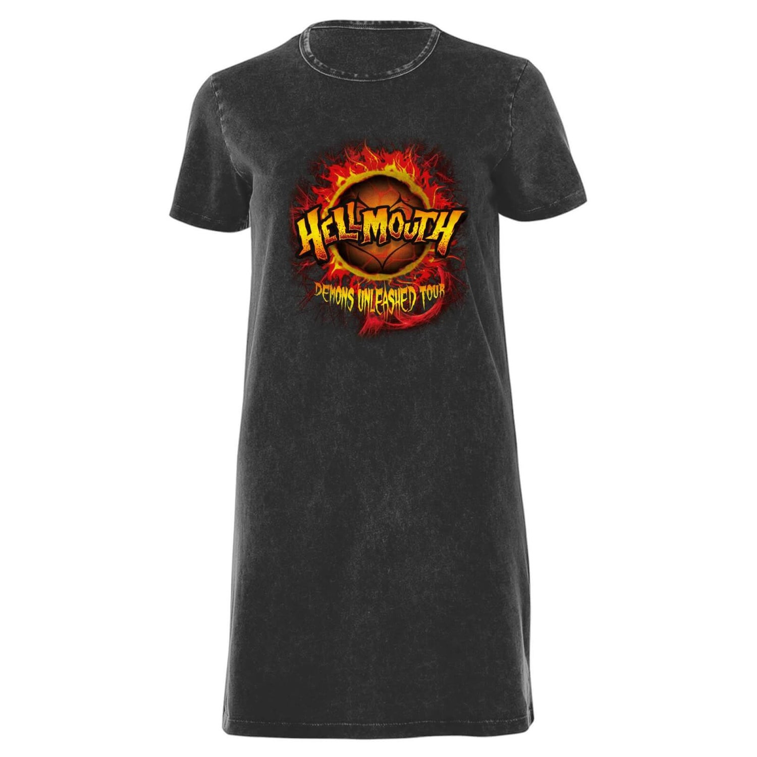 Buffy The Vampire Slayer Hellmouth Tour Women's T-Shirt Dress - Black Acid Wash