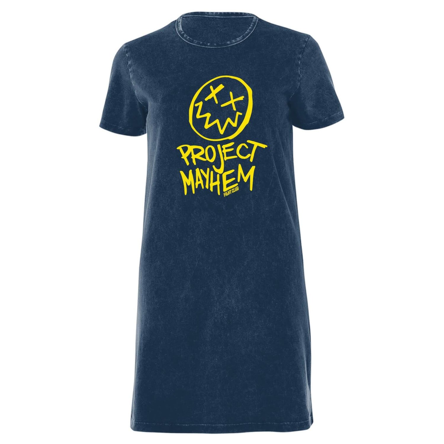 Fight Club Project Mayhem Women's T-Shirt Dress - Navy Acid Wash