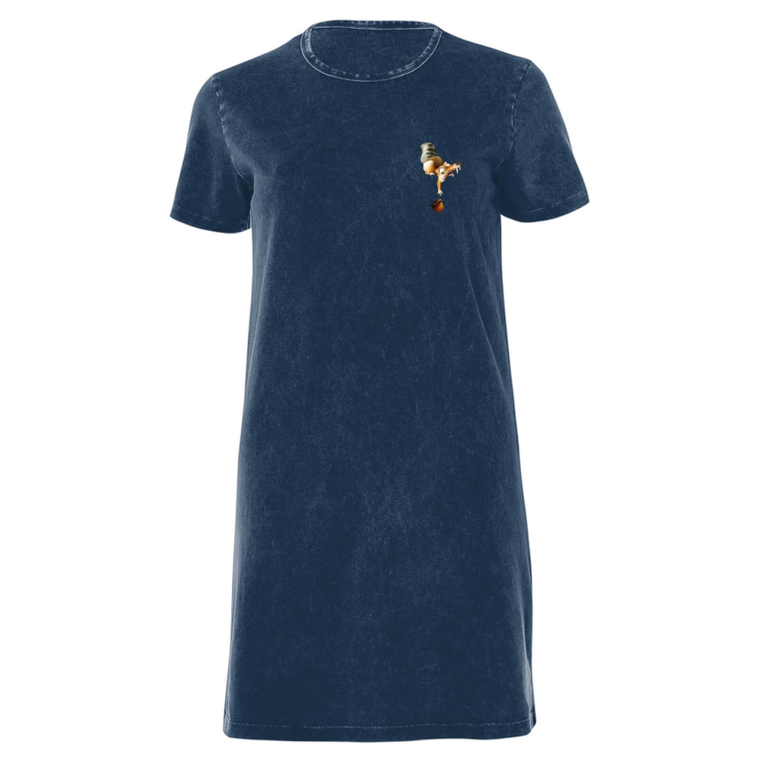 Ice Age Scrat Pocket Women's T-Shirt Dress - Navy Acid Wash