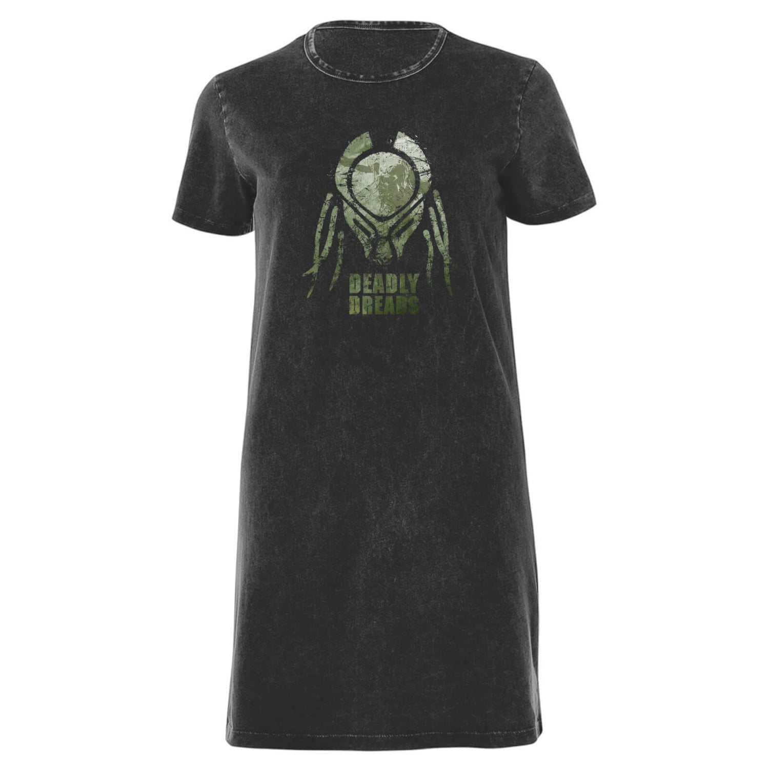 Predator Deadly Dreads Women's T-Shirt Dress - Black Acid Wash