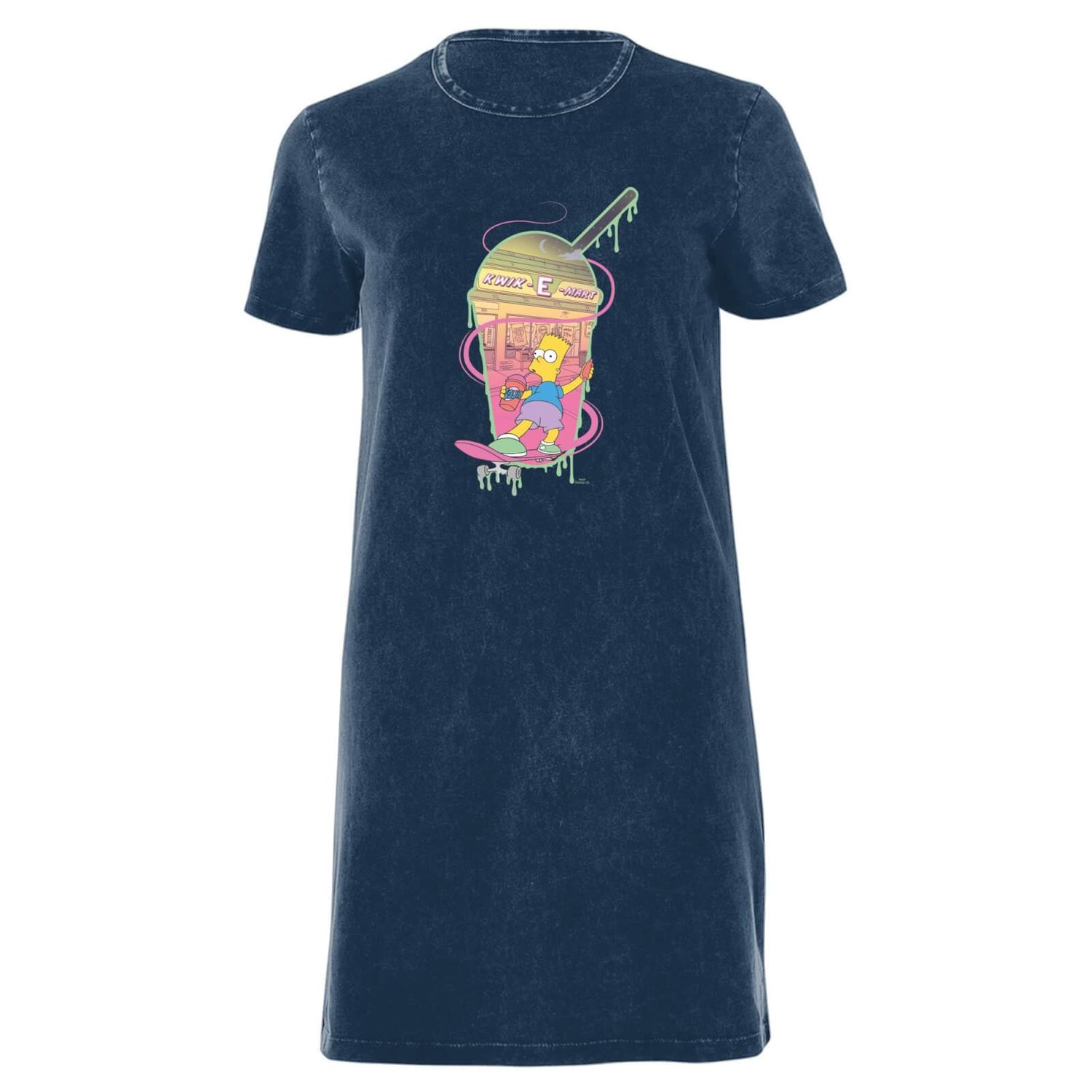 The Simpsons Squishee Women's T-Shirt Dress - Navy Acid Wash