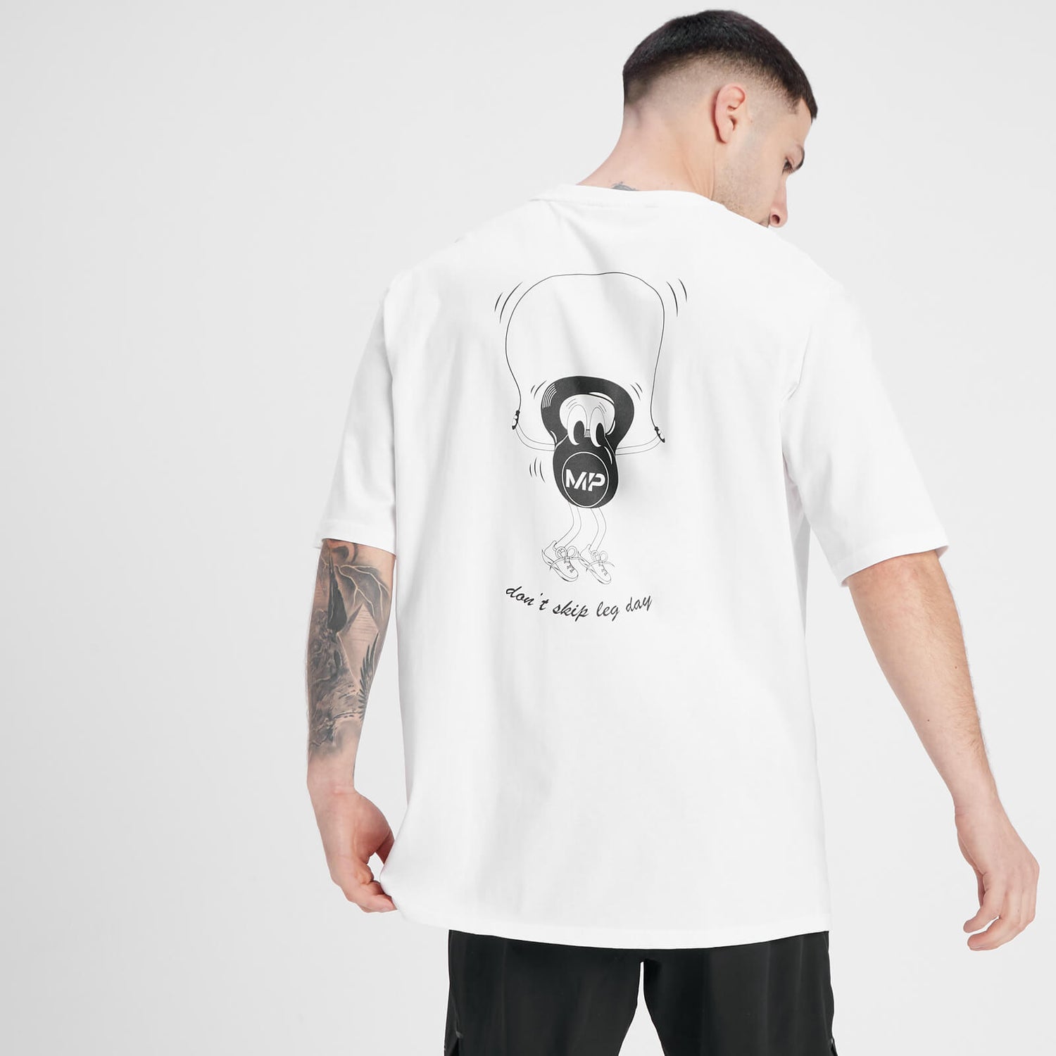 MP Herren Leg-Day-Grafik-T-Shirt mit Oversize-Passform – Weiß - XS