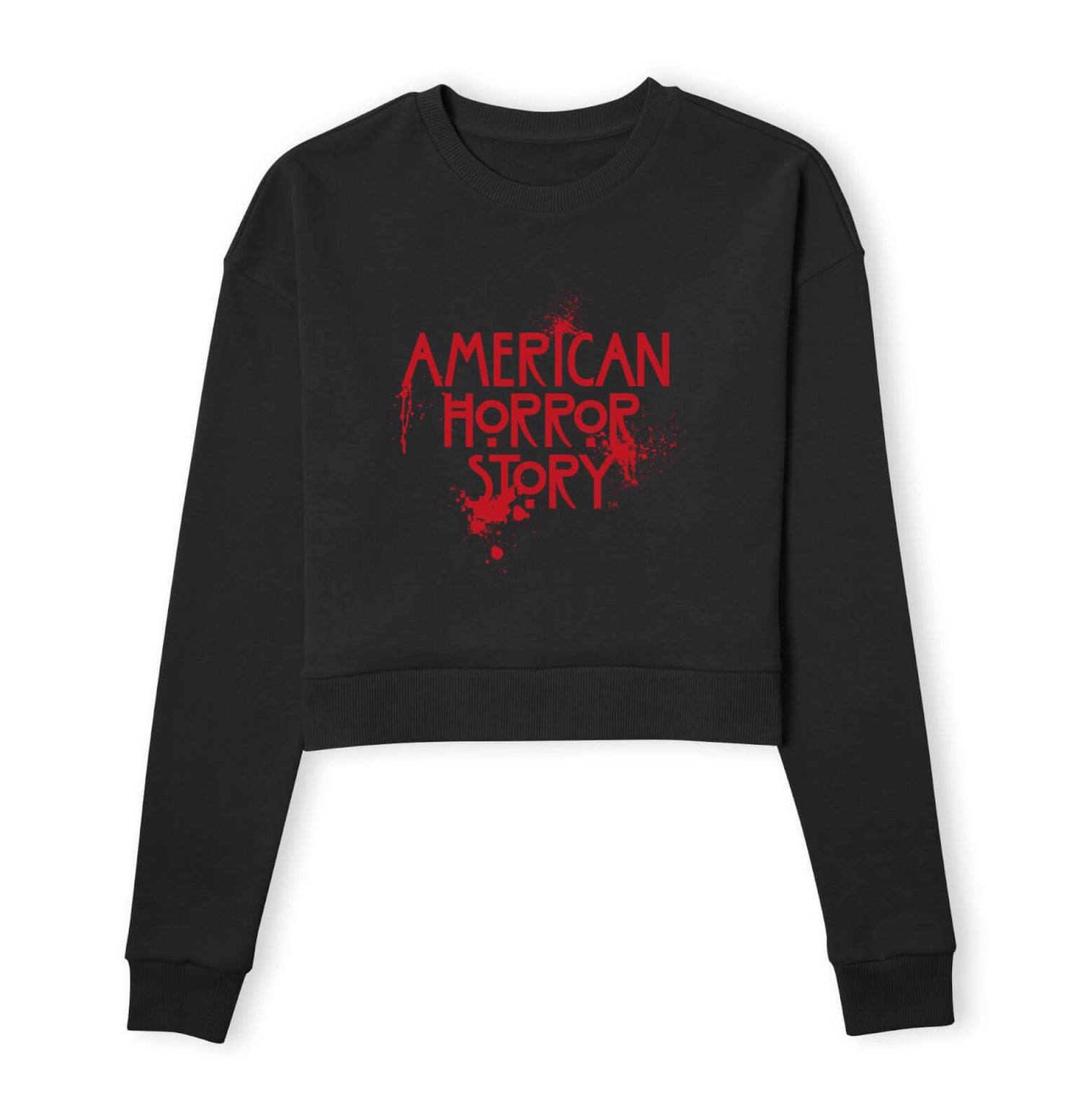 American Horror Story Splatter Logo Women's Cropped Sweatshirt - Black
