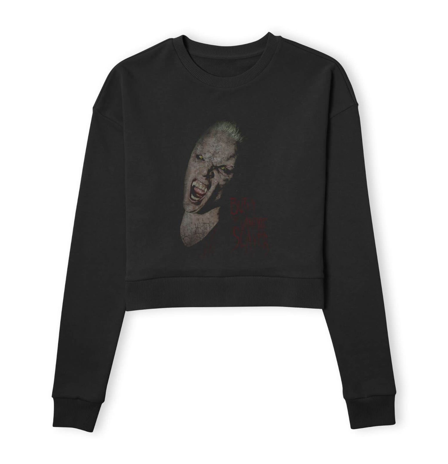 Buffy The Vampire Slayer Distress Spike Women's Cropped Sweatshirt - Black