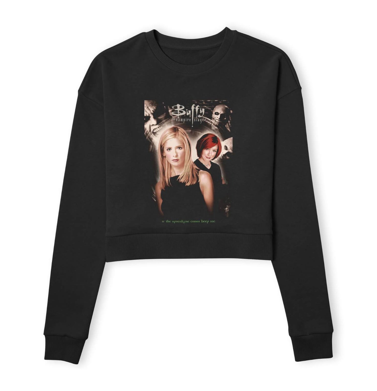 Buffy The Vampire Slayer S4 Poster Women's Cropped Sweatshirt - Black