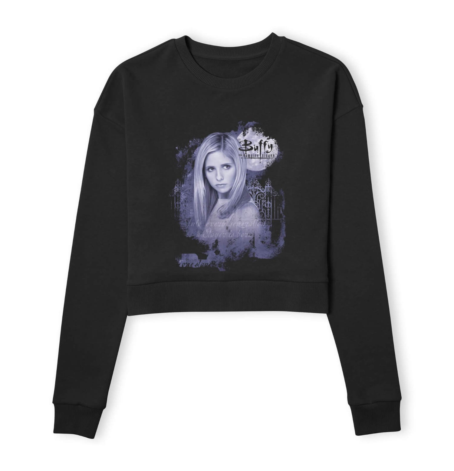 Buffy The Vampire Slayer Face Women's Cropped Sweatshirt - Black