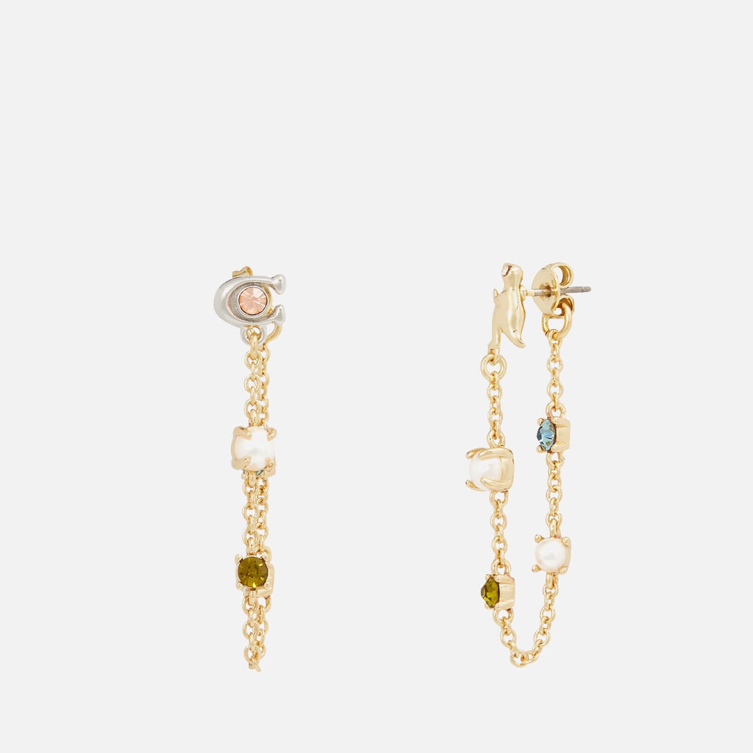 Coach Pearl Charms Gold-Plated Earrings