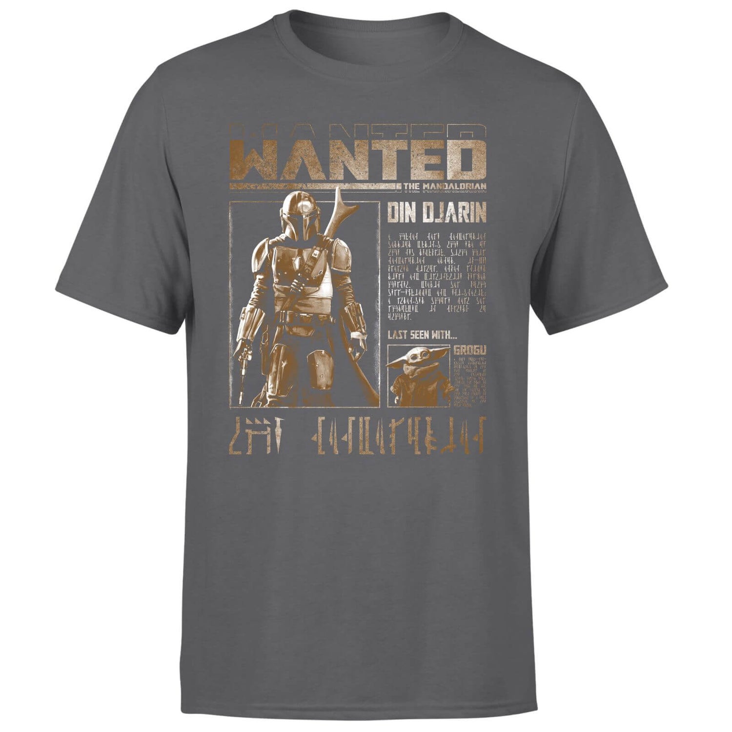 Star Wars The Mandalorian Wanted Men's T-Shirt - Charcoal
