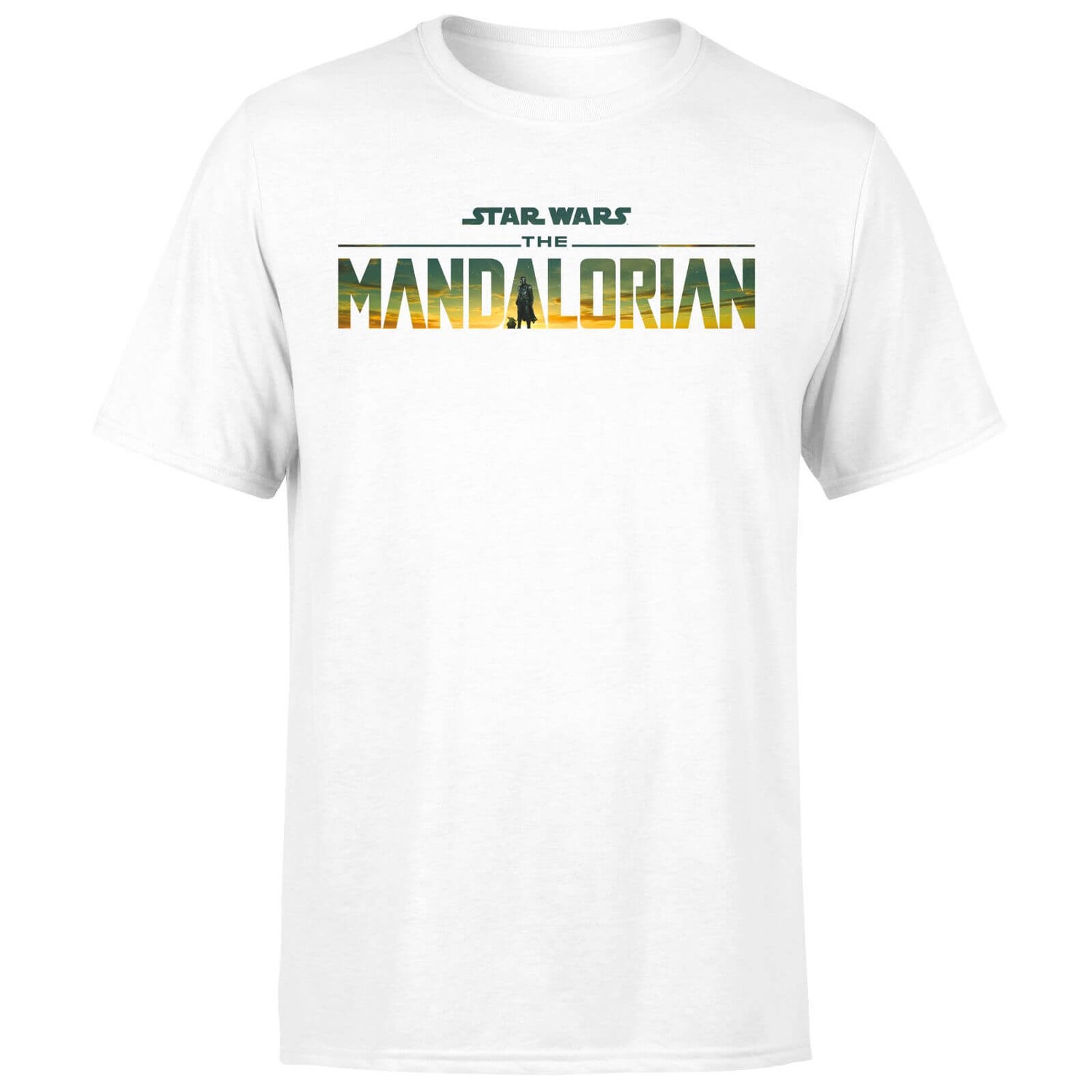 Star Wars The Mandalorian Sunset Logo Men's T-Shirt - White