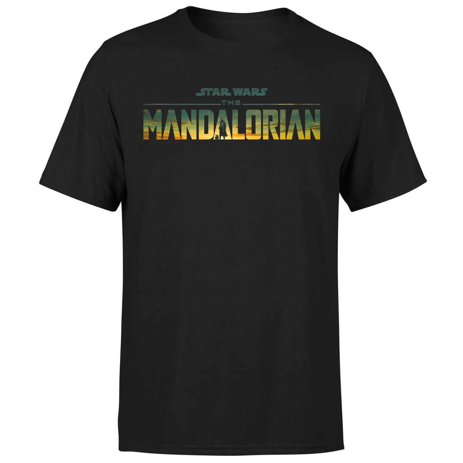 Star Wars The Mandalorian Sunset Logo Men's T-Shirt - Black