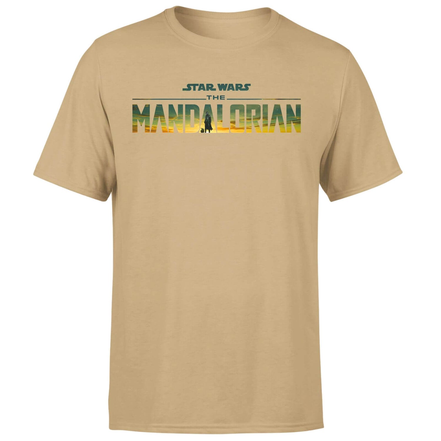 Star Wars The Mandalorian Sunset Logo Men's T-Shirt - Tan