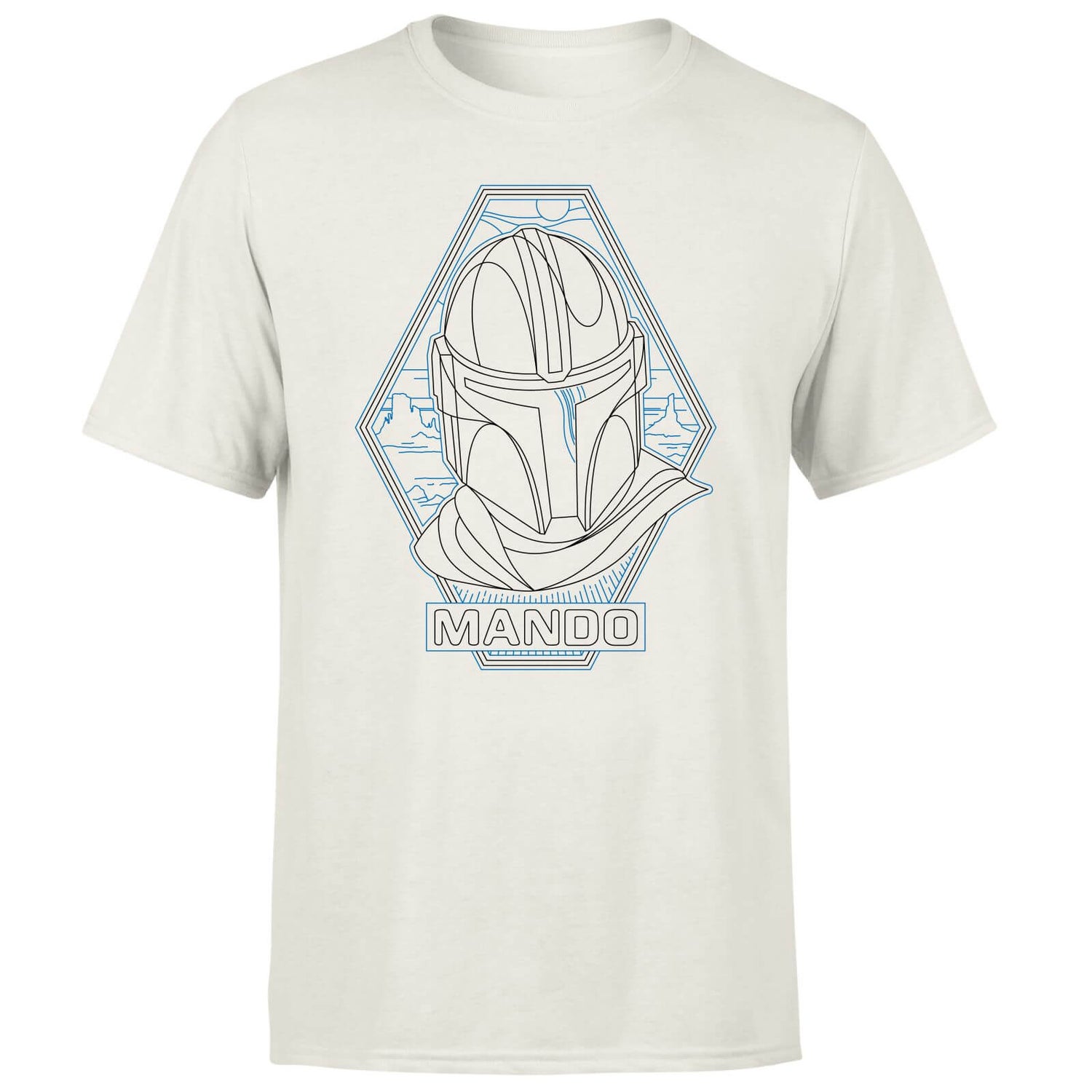 Star Wars The Mandalorian Mando Line Art Badge Men's T-Shirt - Cream