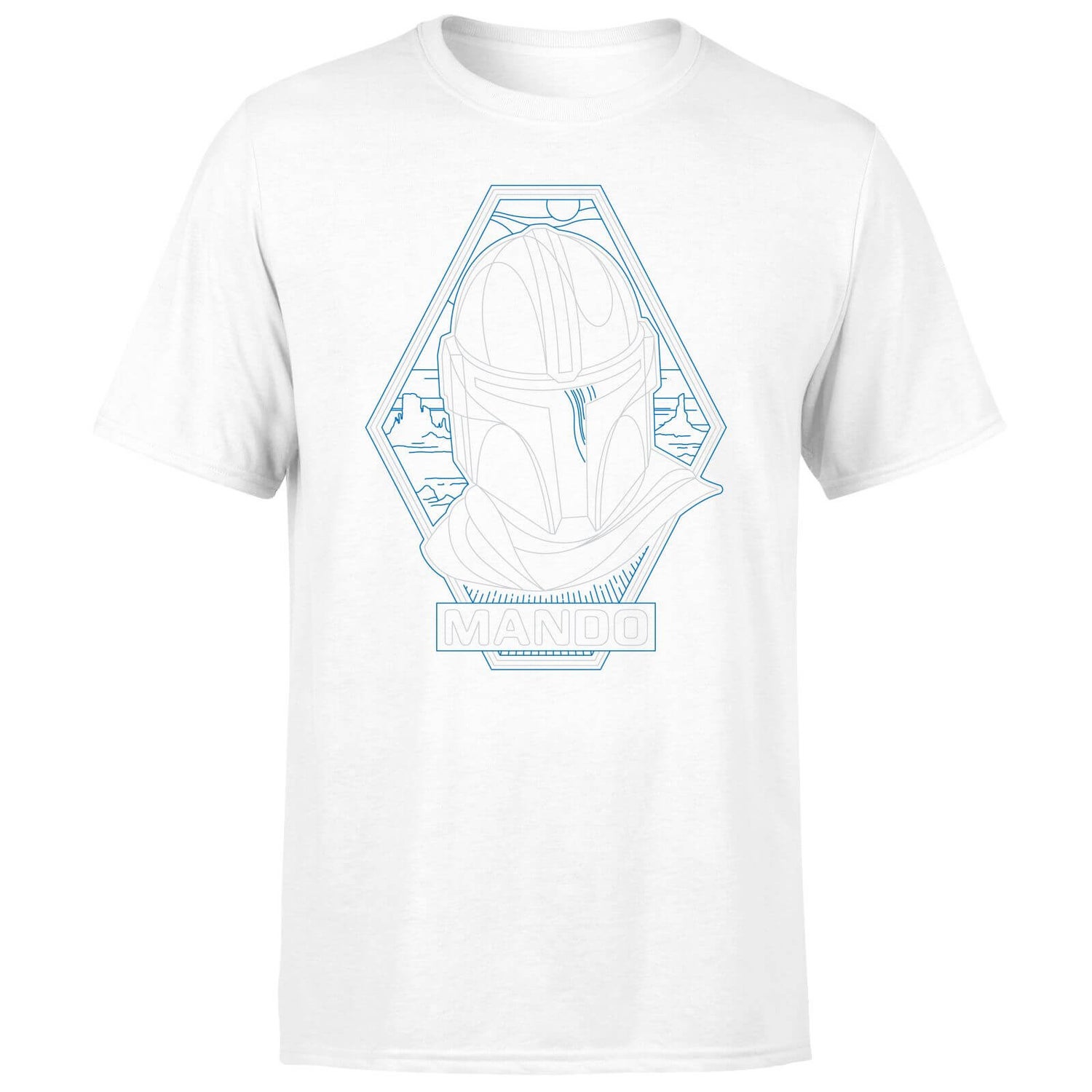 Star Wars The Mandalorian Mando Line Art Badge Men's T-Shirt - White