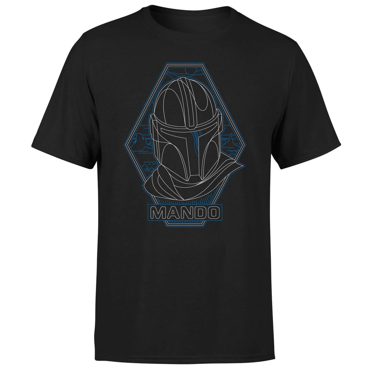 Star Wars The Mandalorian Mando Line Art Badge Men's T-Shirt - Black