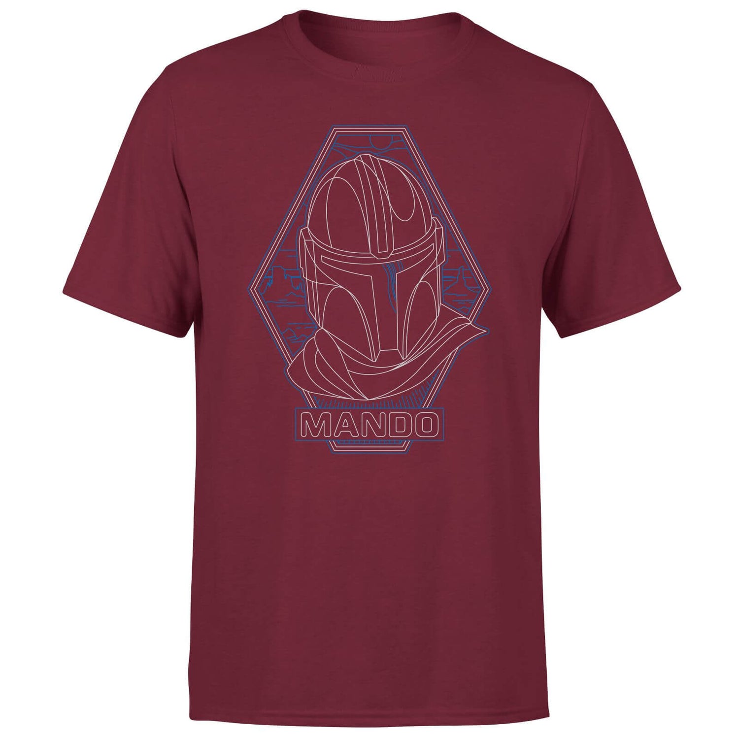 Star Wars The Mandalorian Mando Line Art Badge Men's T-Shirt - Burgundy