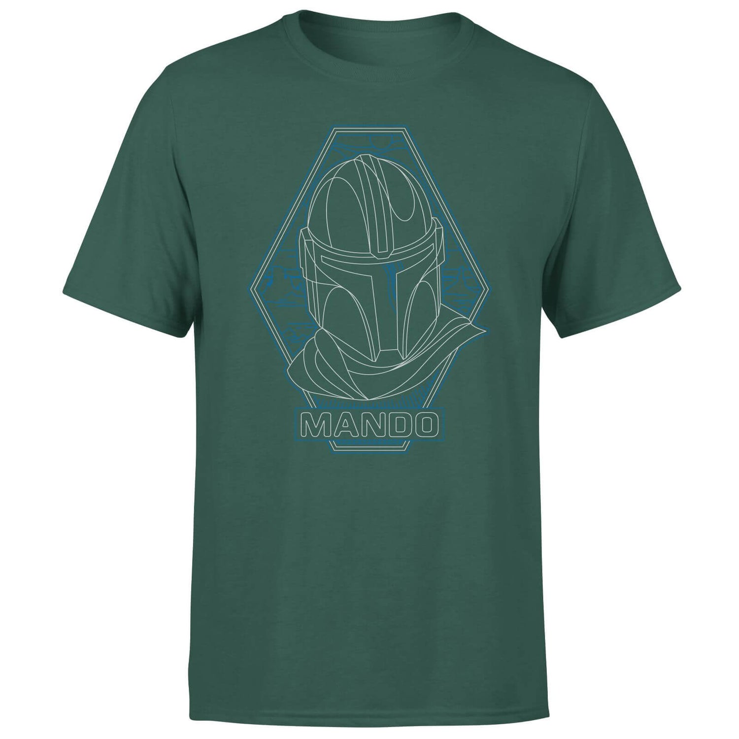 Star Wars The Mandalorian Mando Line Art Badge Men's T-Shirt - Green