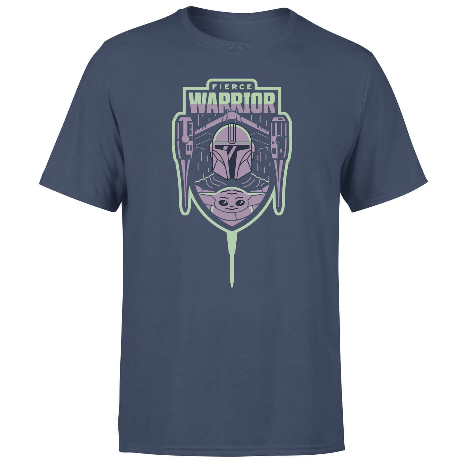 Star Wars The Mandalorian Fierce Warrior Men's T-Shirt - Navy