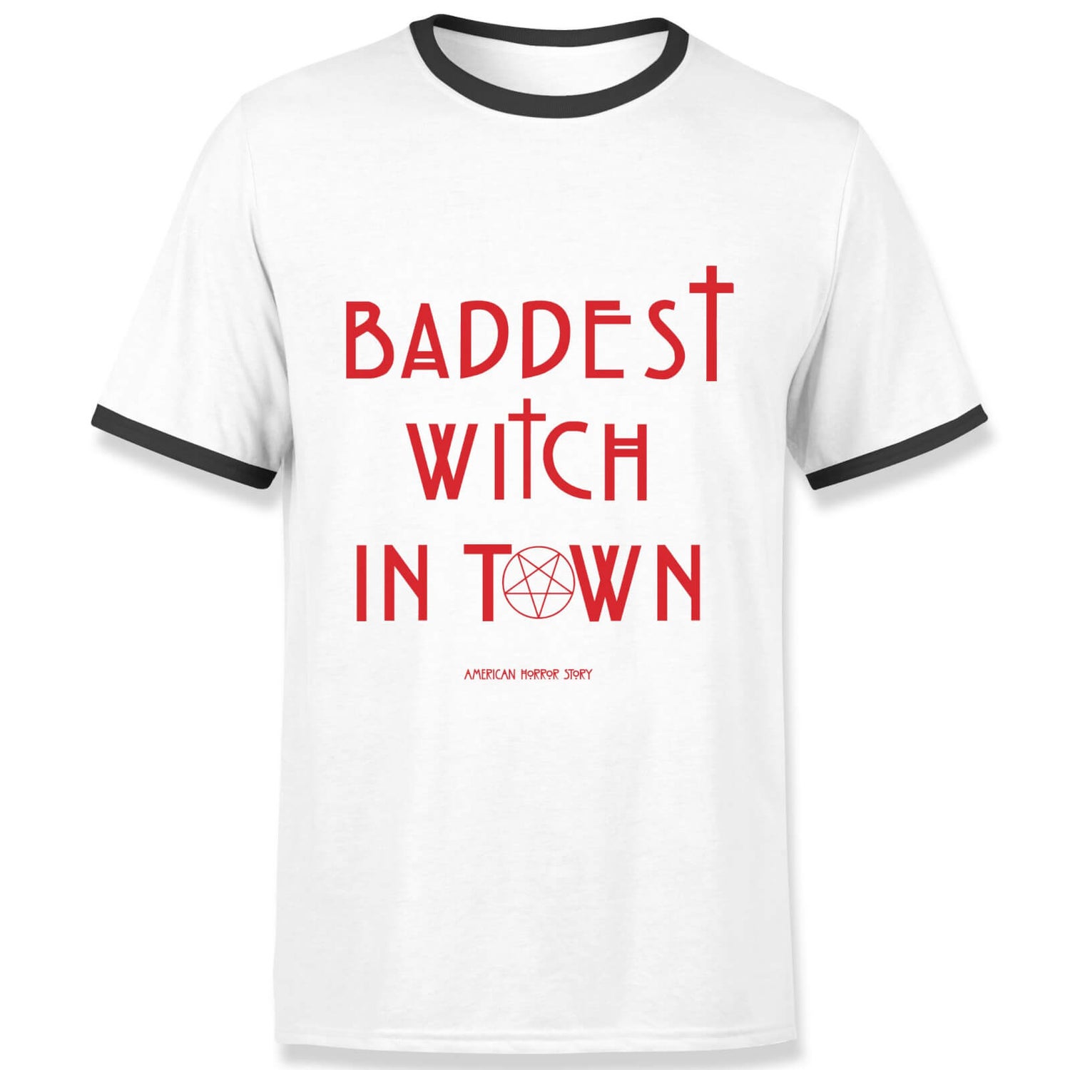 Baddest Witch In Town Ringer T-Shirt - White Black