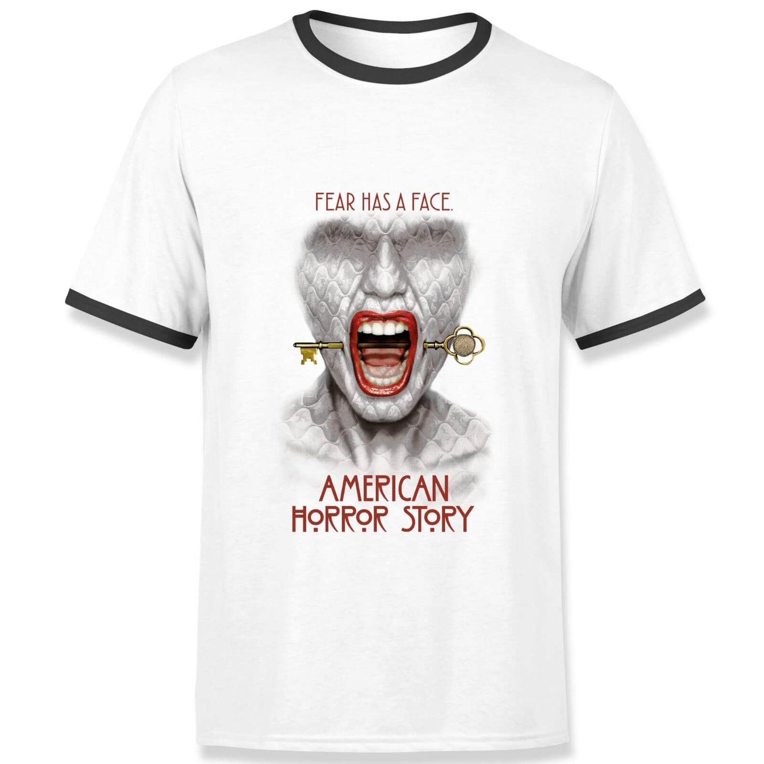 American Horror Story Fear Has A Face Men's Ringer T-Shirt - Charcoal/Black