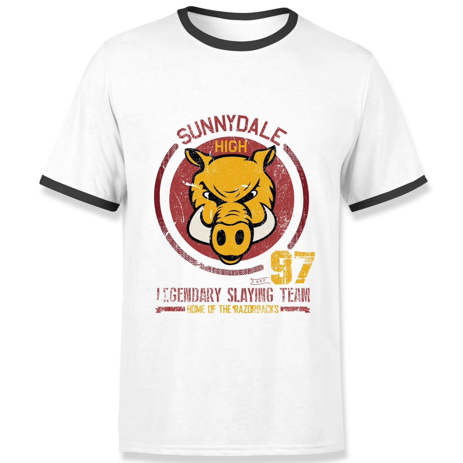 Buffy The Vampire Slayer Sunnydale High Varsity Men's Ringer T-Shirt - White/Black