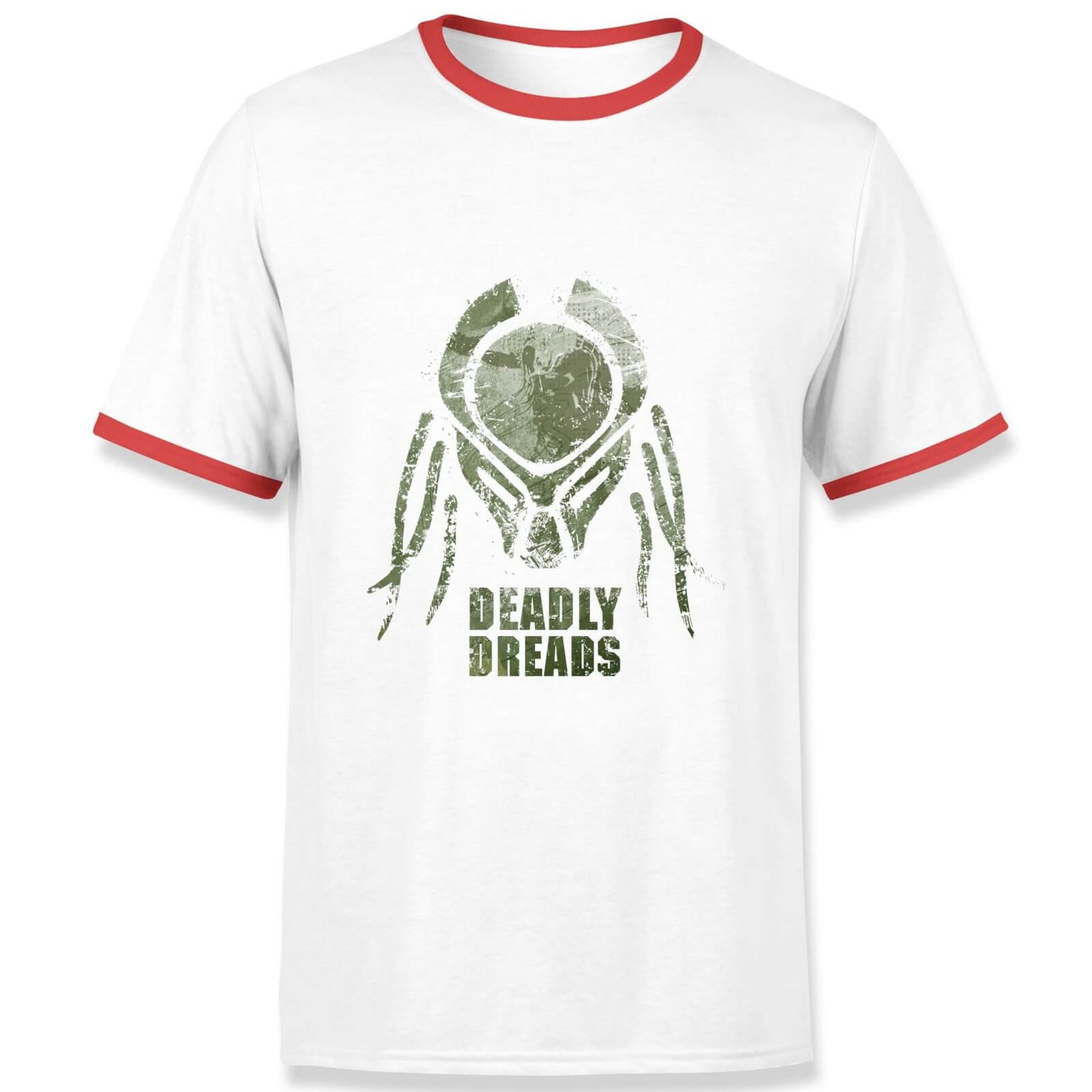 Predator Deadly Dreads Men's Ringer T-Shirt - White/Red