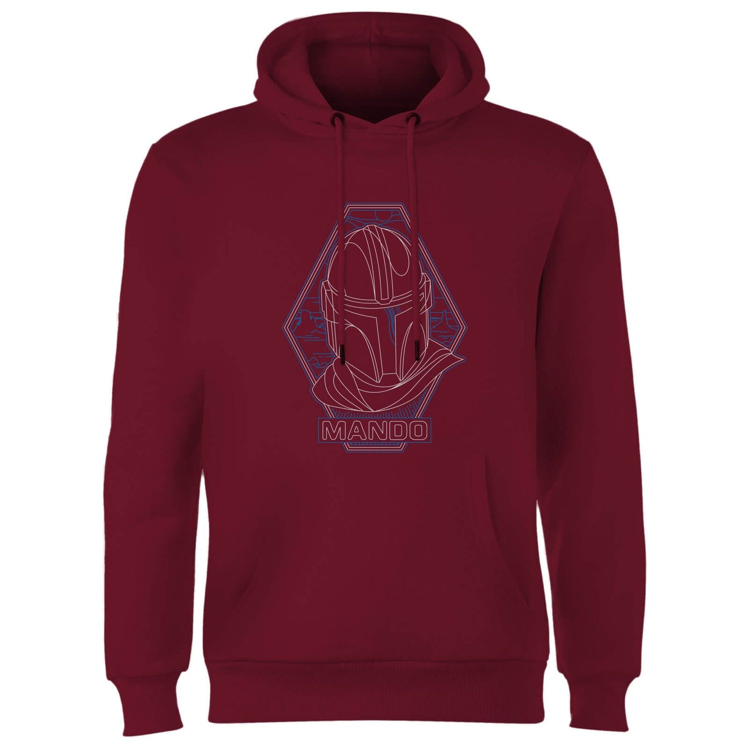 Star Wars The Mandalorian Mando Line Art Badge Hoodie - Burgundy