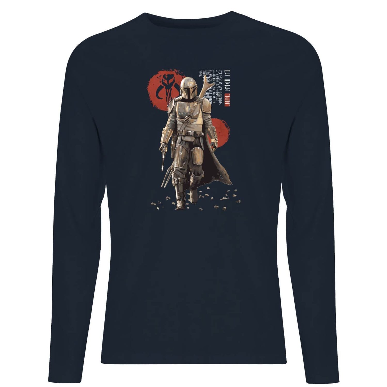 Star Wars The Mandalorian Mando'a Script Men's Long Sleeve T-Shirt - Navy