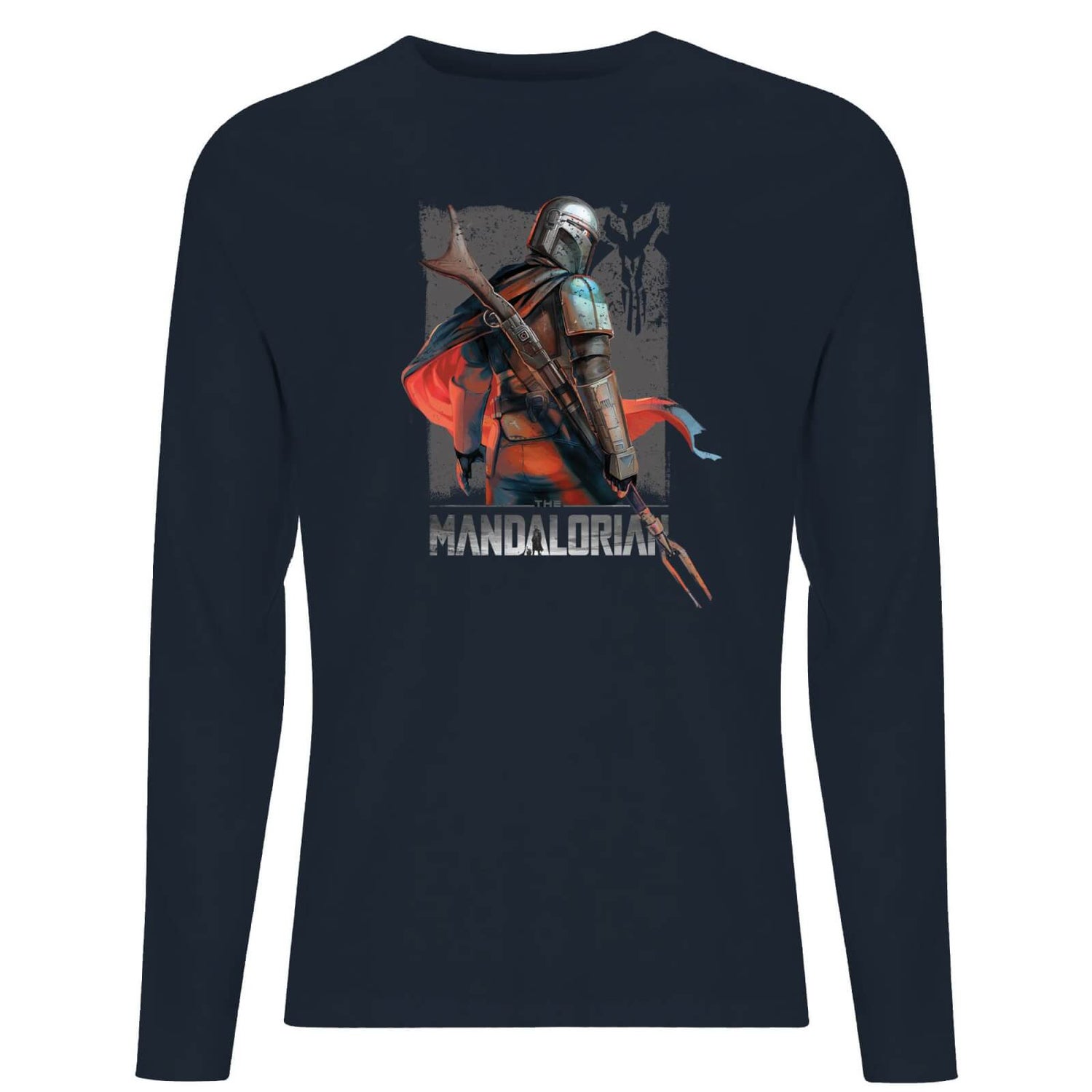 Star Wars The Mandalorian Colour Edit Men's Long Sleeve T-Shirt - Navy
