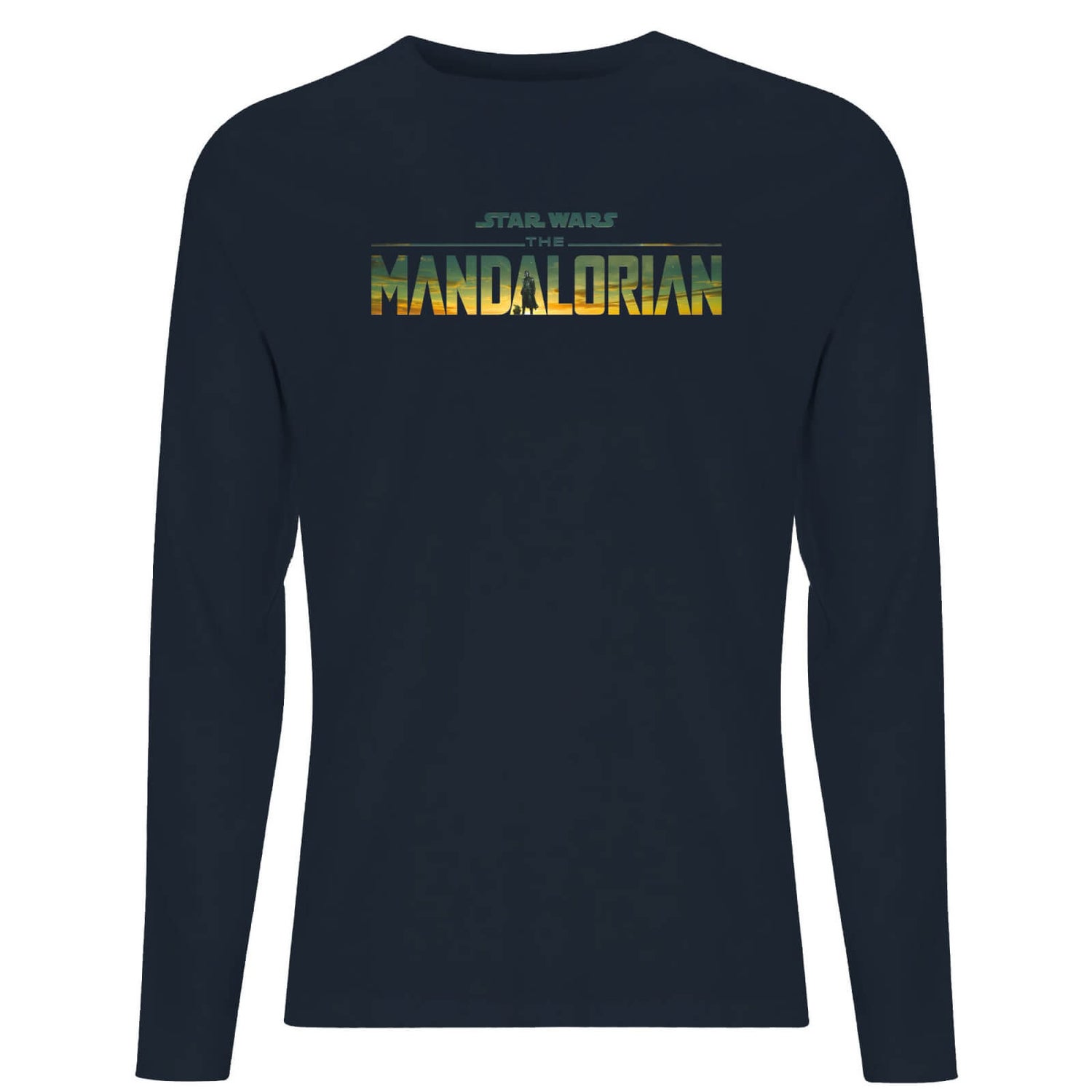 Star Wars The Mandalorian Sunset Logo Men's Long Sleeve T-Shirt - Navy