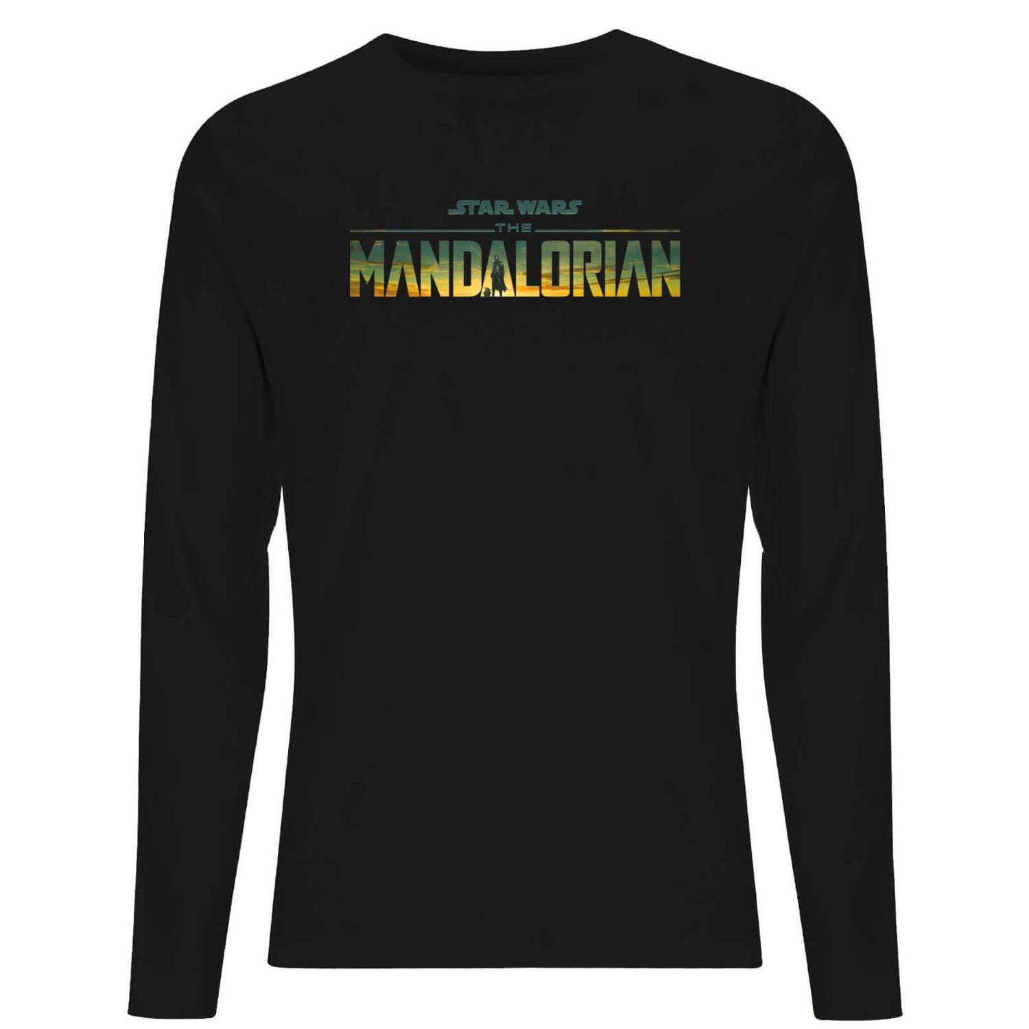 Star Wars The Mandalorian Sunset Logo Men's Long Sleeve T-Shirt - Black