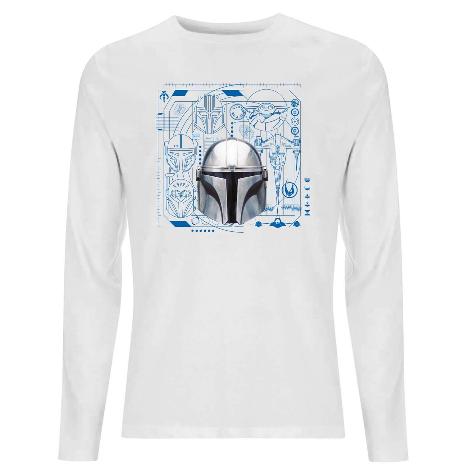 Star Wars The Mandalorian Schematics Men's Long Sleeve T-Shirt - White